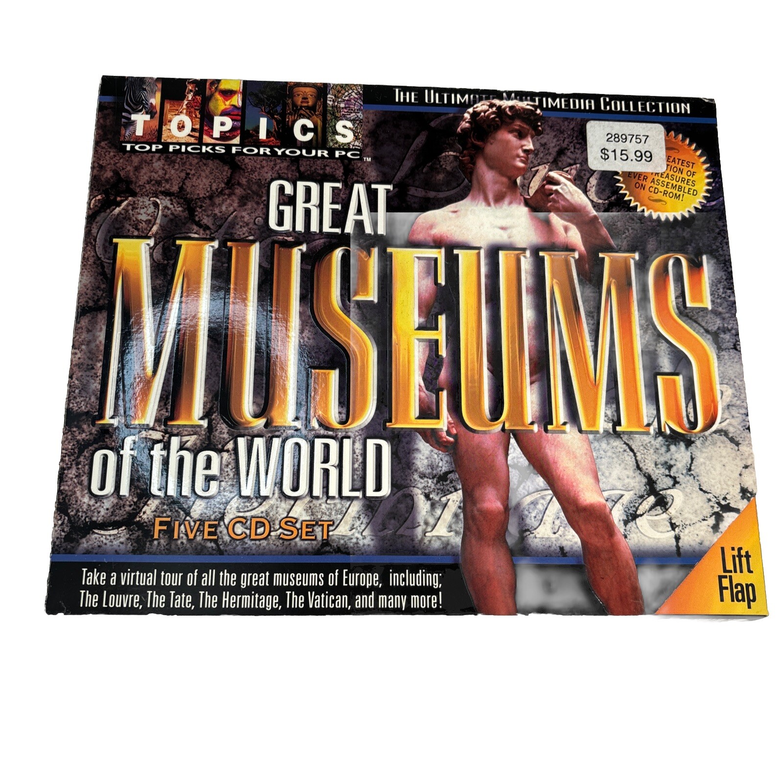 Great Museums Of The World, 1999 Big Box PC, CounterTop Software CD Win95