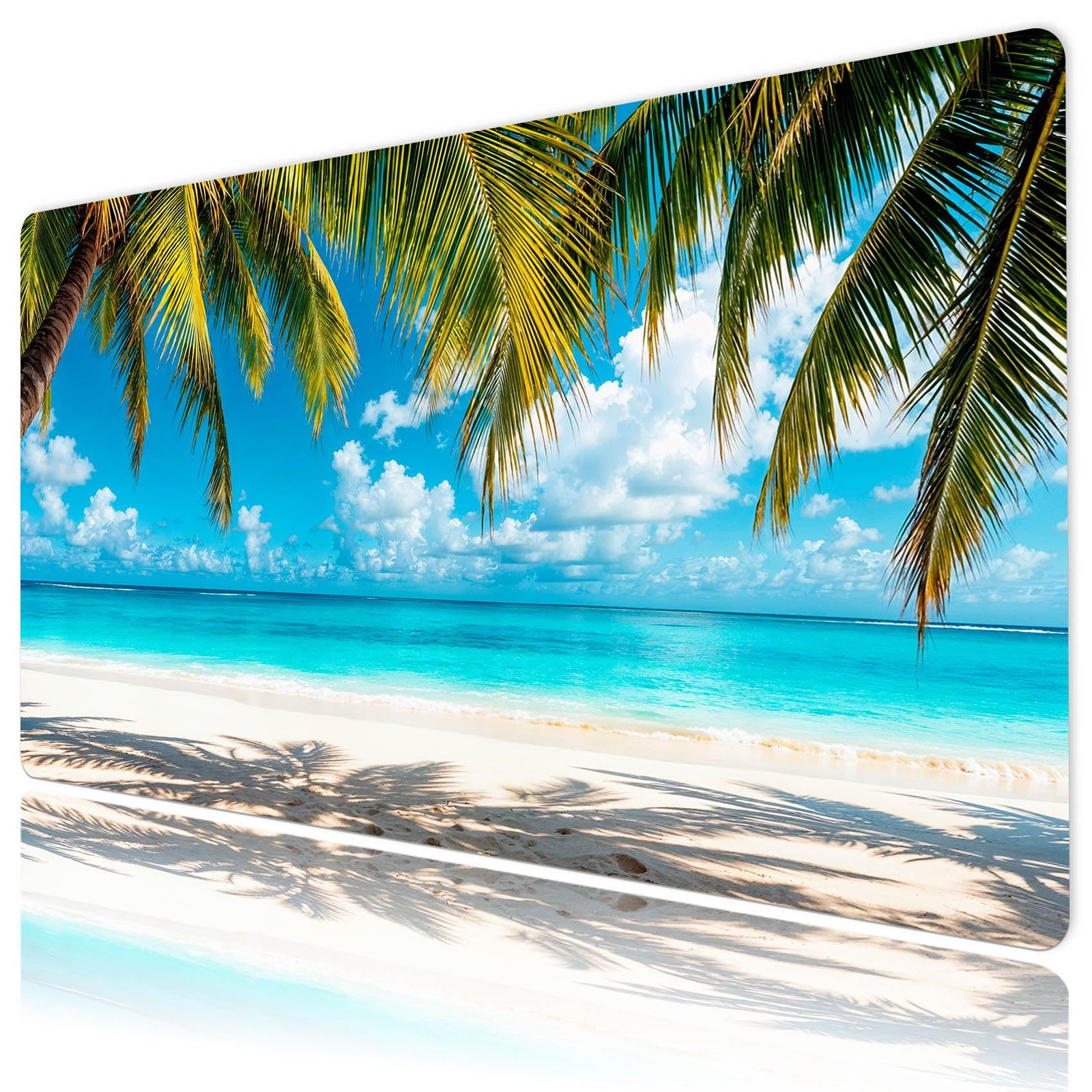 Summer Beach Mouse Pad Blue Ocean Palm Tree Computer Desk Mat Large Gaming Mo...