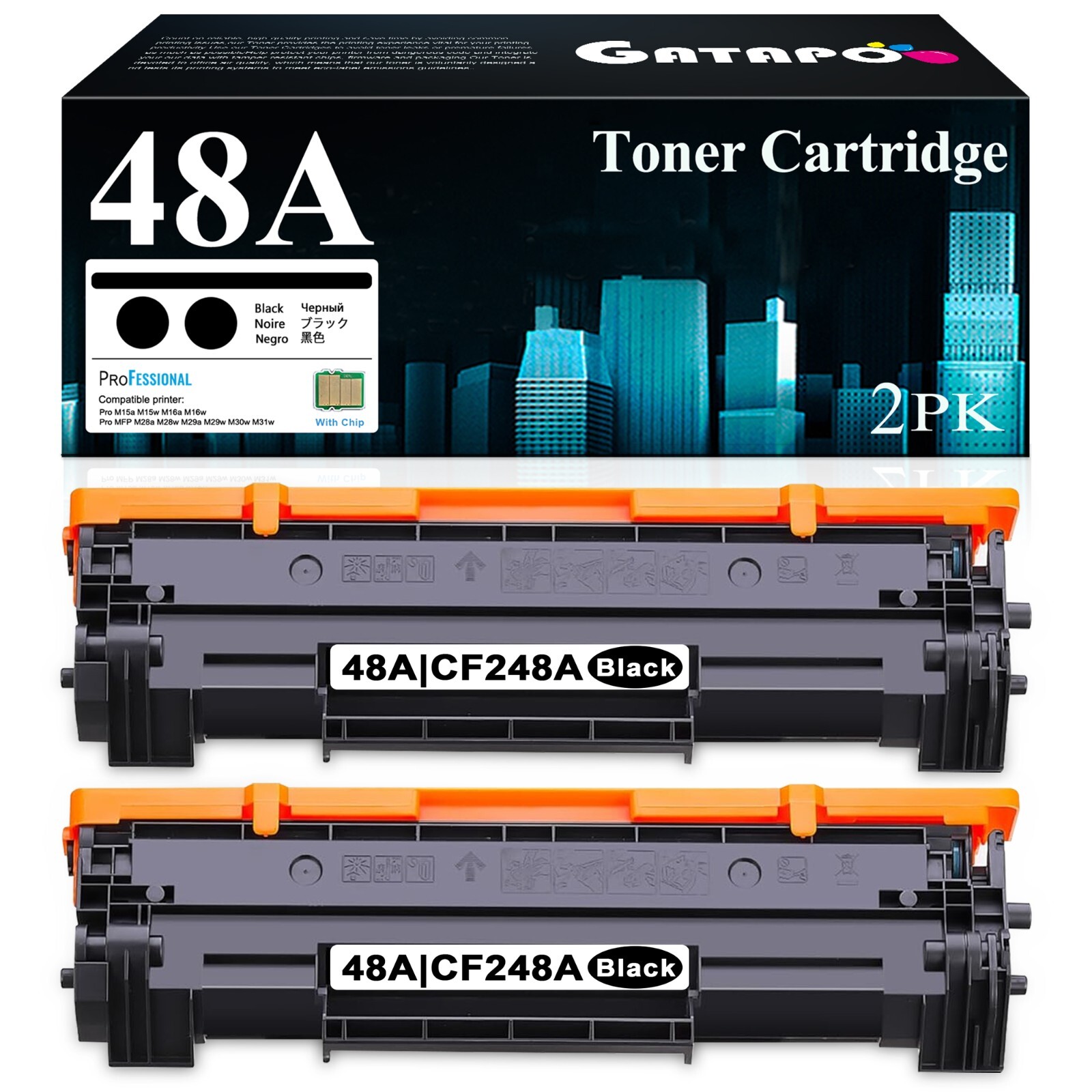 2PK CF248A 48A Toner Cartridge For HP LaserJet Pro M15a M15w M29a M29w
