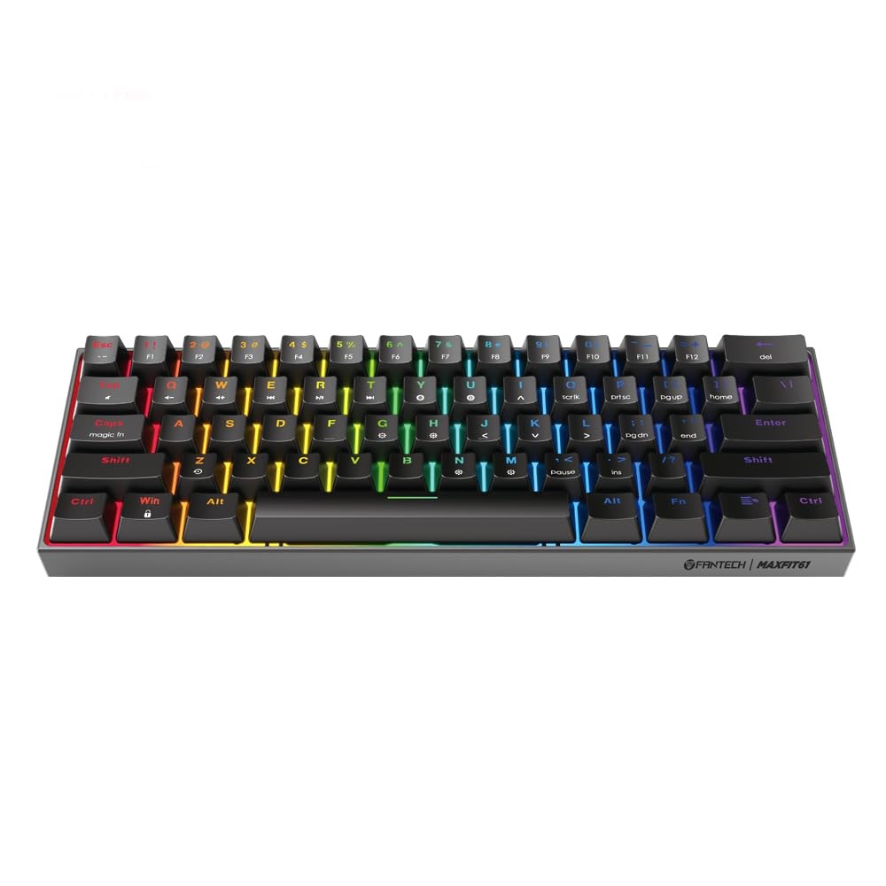 FANTECH Maxfit61 Gaming Keyboard, Blue Switch Black