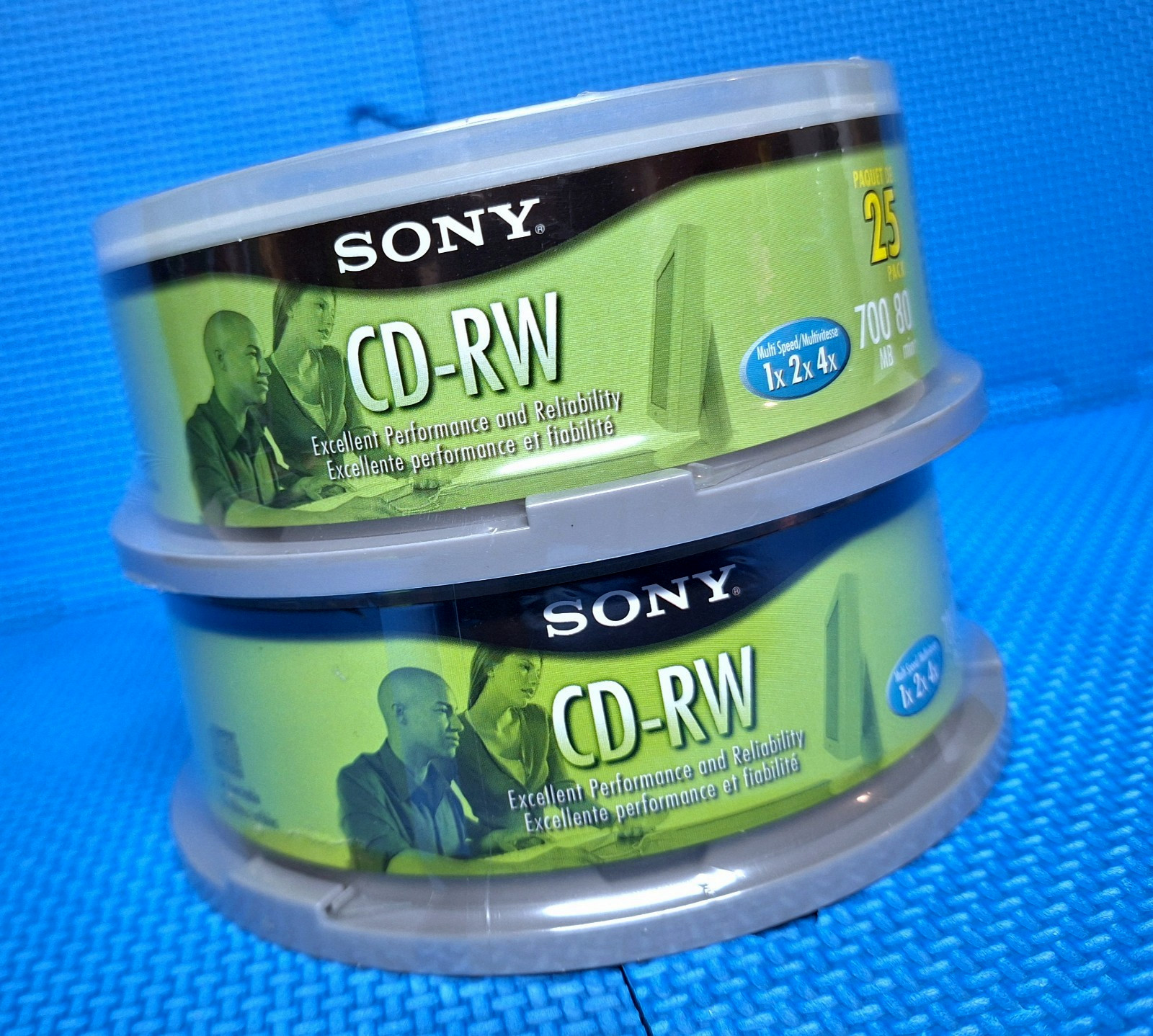 Sony CD-RW Rewritable Blank Discs 2X 25 Packs 700MB 80 Min NEW SEALED