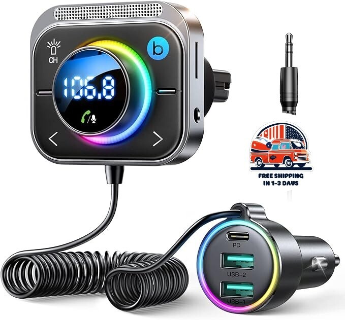 Receptor Bluetooth del adaptador auxiliar del coche de Bluetooth 5.4 para la mús