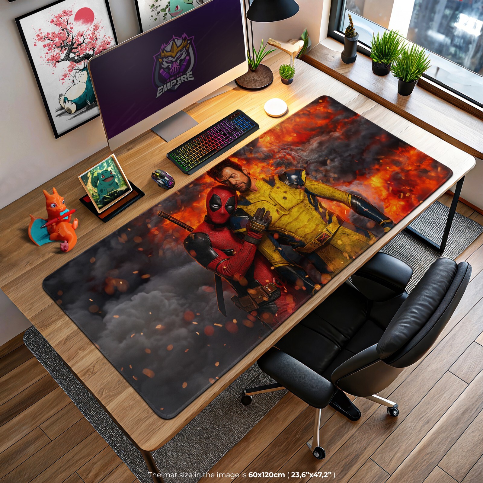 Deadpool and Wolverine Mouse Pad, Marvel Duo Desk Mat, Superhero Gaming Mat