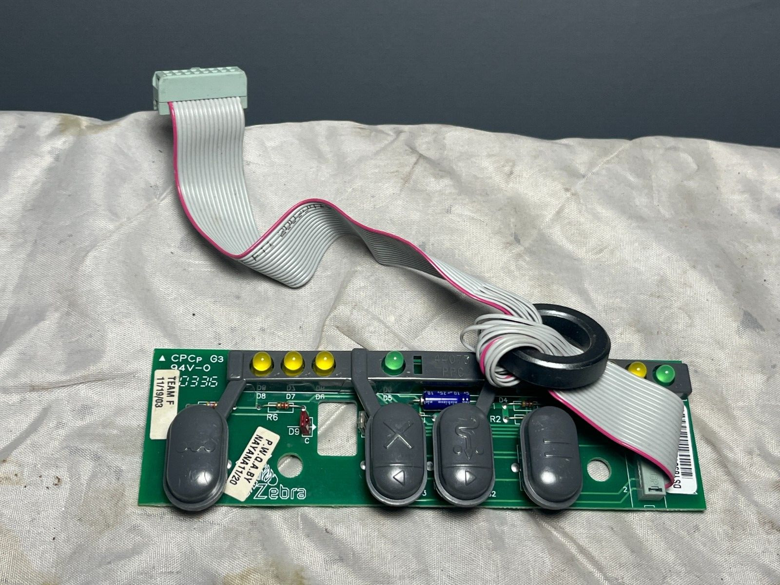 ZEBRA PRINTER PUSHBUTTON CONTROL BOARD 44506 REV 1 4603