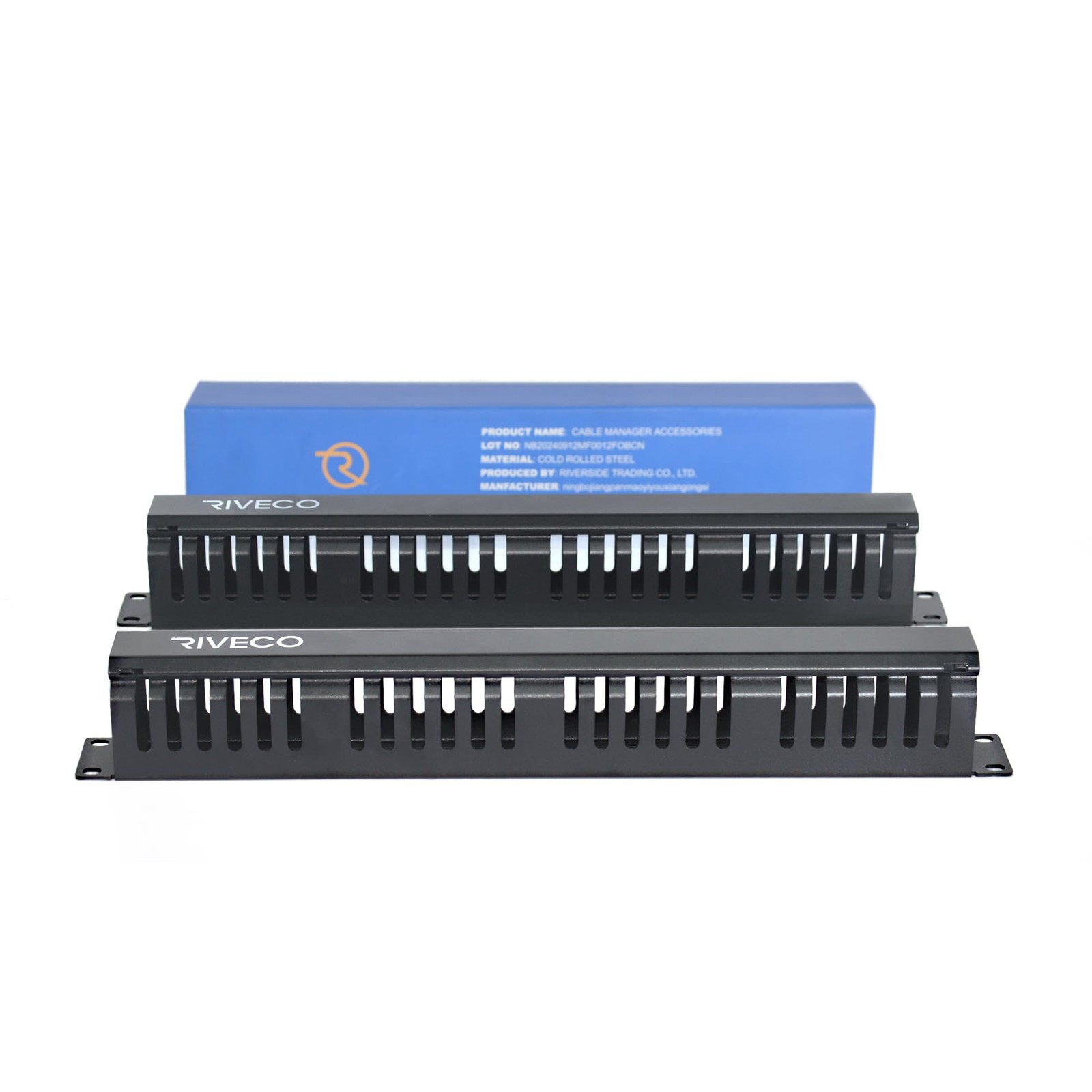 2 PCS Black 1U Cable Management Racks Server Cabinets 24 Slots 2.8 Inch