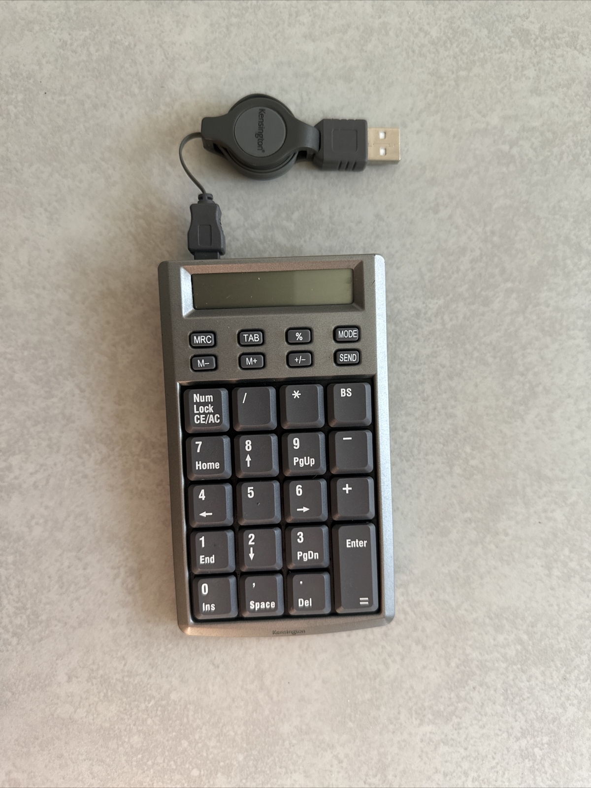 Kensington 33059 USB 19-key  Pocket KeyPad Calculator (Gray) TESTED