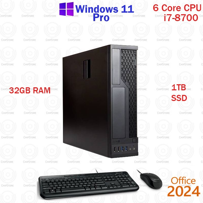In-Win CE685 Slim Case Gigabyte i7 8700 CPU 32GB RAM 1TB SSD Windows 11 Desktop