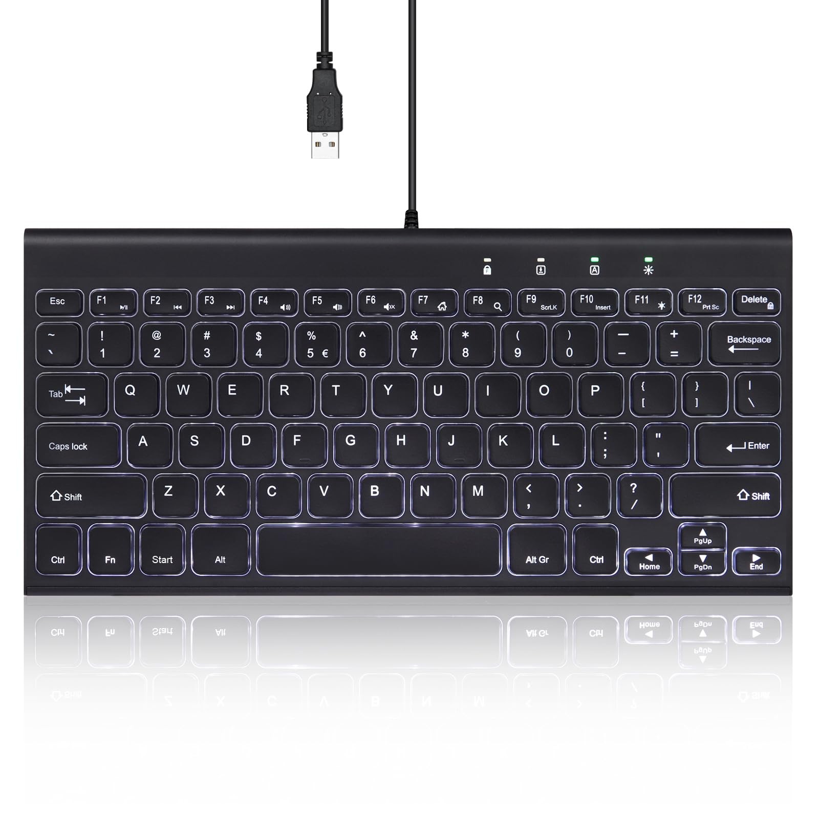 PERIBOARD-429 Wired Mini Backlit Keyboard - Thin and Silent Scissor Keys - Wh...