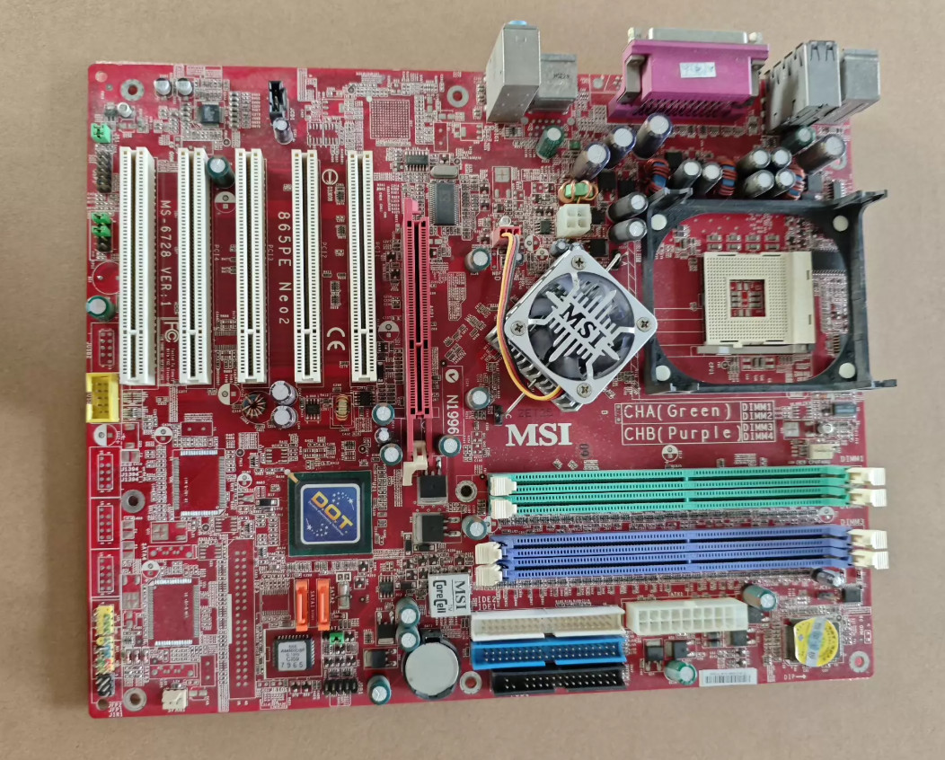 MSI 865PE Neo2‑P MS‑6728 Ver.1 Socket 478 ATX Motherboard AGP Retro Windows 98
