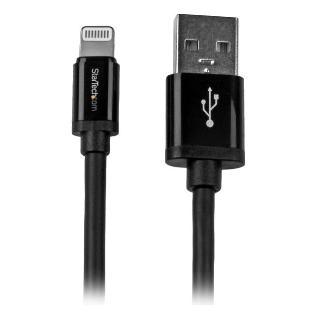 StarTech 6ft Long Black Apple 8pin Lightning Connector to USB Cable USBLT2MB