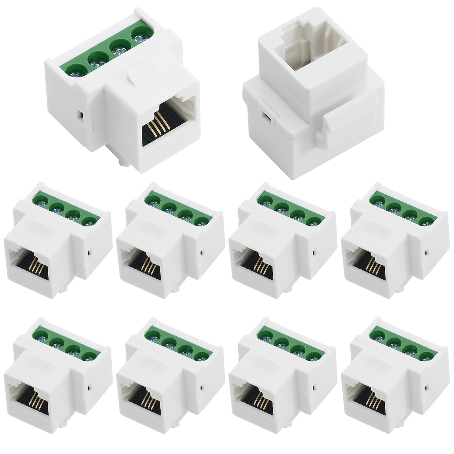 10PCS RJ11 6P4C CAT3 Telephone Keystone Jack to 4Pin Screw Terminal