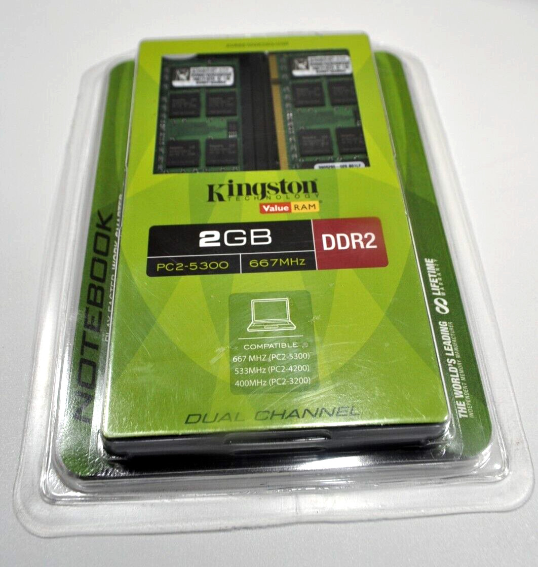 New Kingston 2GB DDR2 PC2-5300 667MHz Notebook Memory Sticks Cards Dual Channel