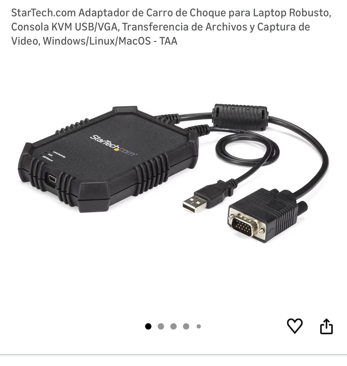 StarTech.com KVM USB/VGA Adapter Video Capture & File Transfer Black