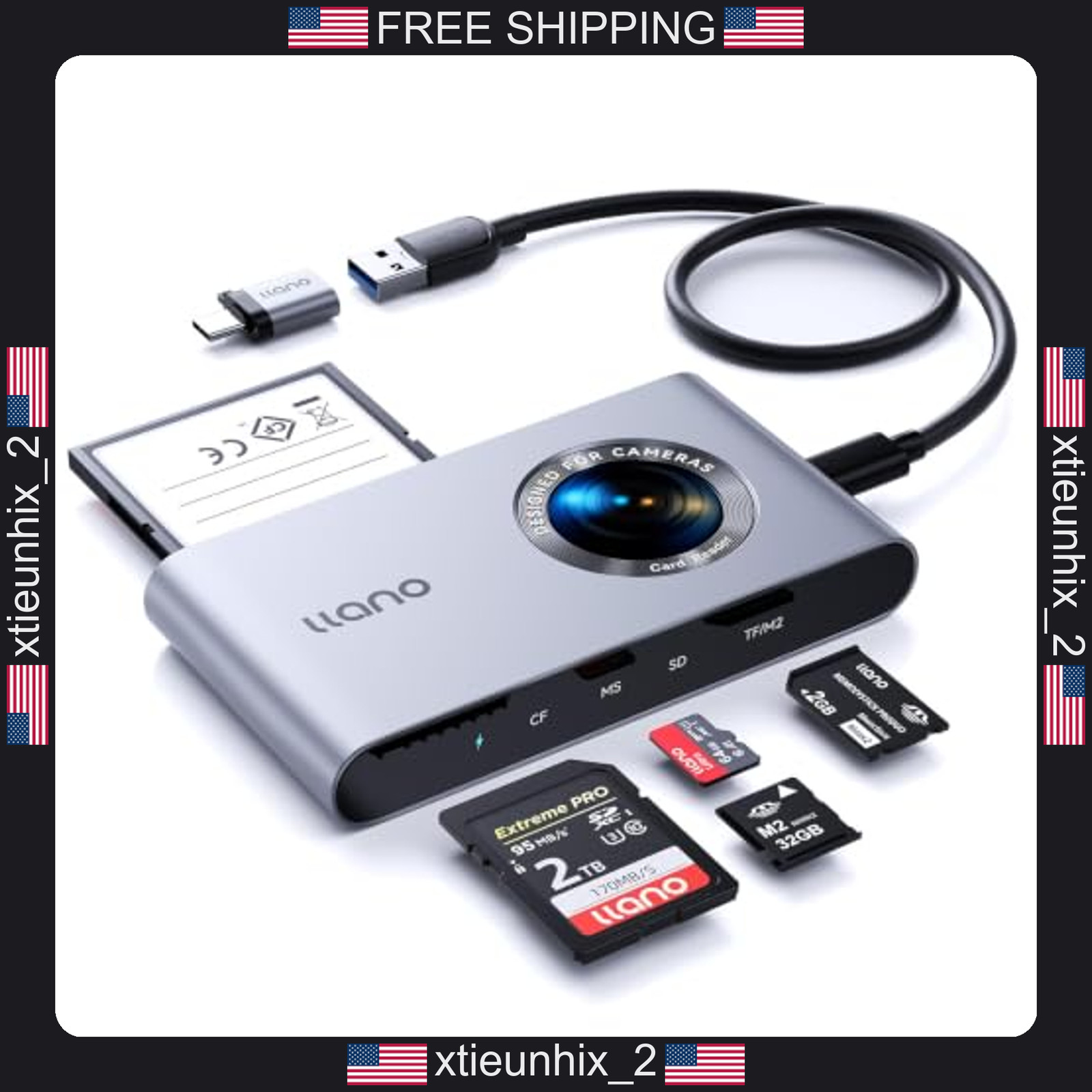 USB-C Multi Card Reader for SD, Micro SD, CF, M2, MS Cards 5 Slots