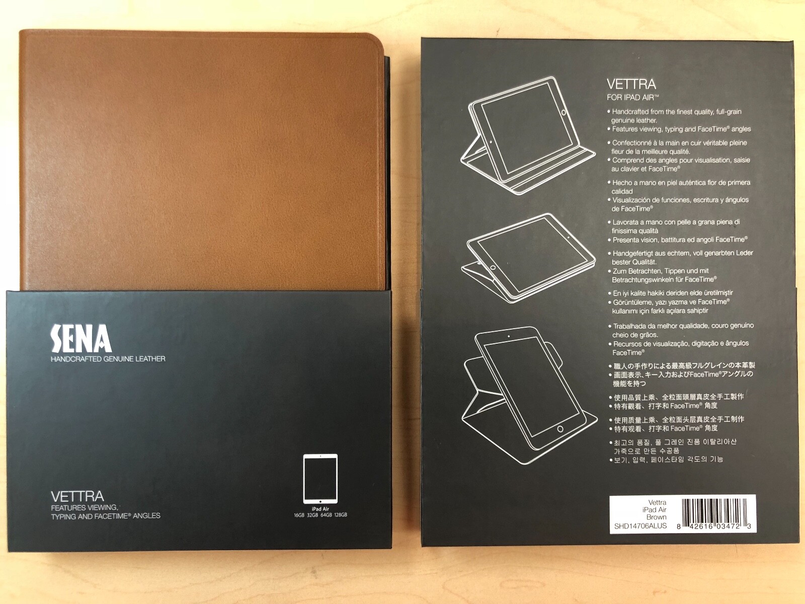 10X Sena Handcrafted Genuine Leather Folio Case for iPad Air. - Vettra Brown