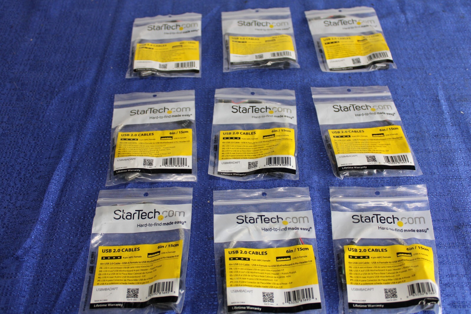 Lot of 9 StarTech USBMBADAPT 6in USB 2.0 Cable - USB A Female to USB Mboard 4pin