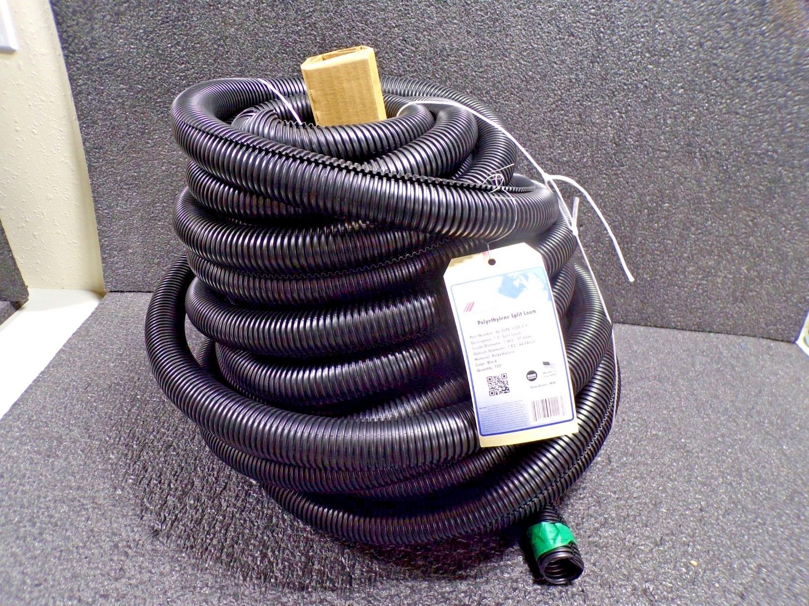 ACT, AL-SLPE-1500-0-C, 1-1/2” Polyethylene Split Loom, 100’ Roll, UV Black