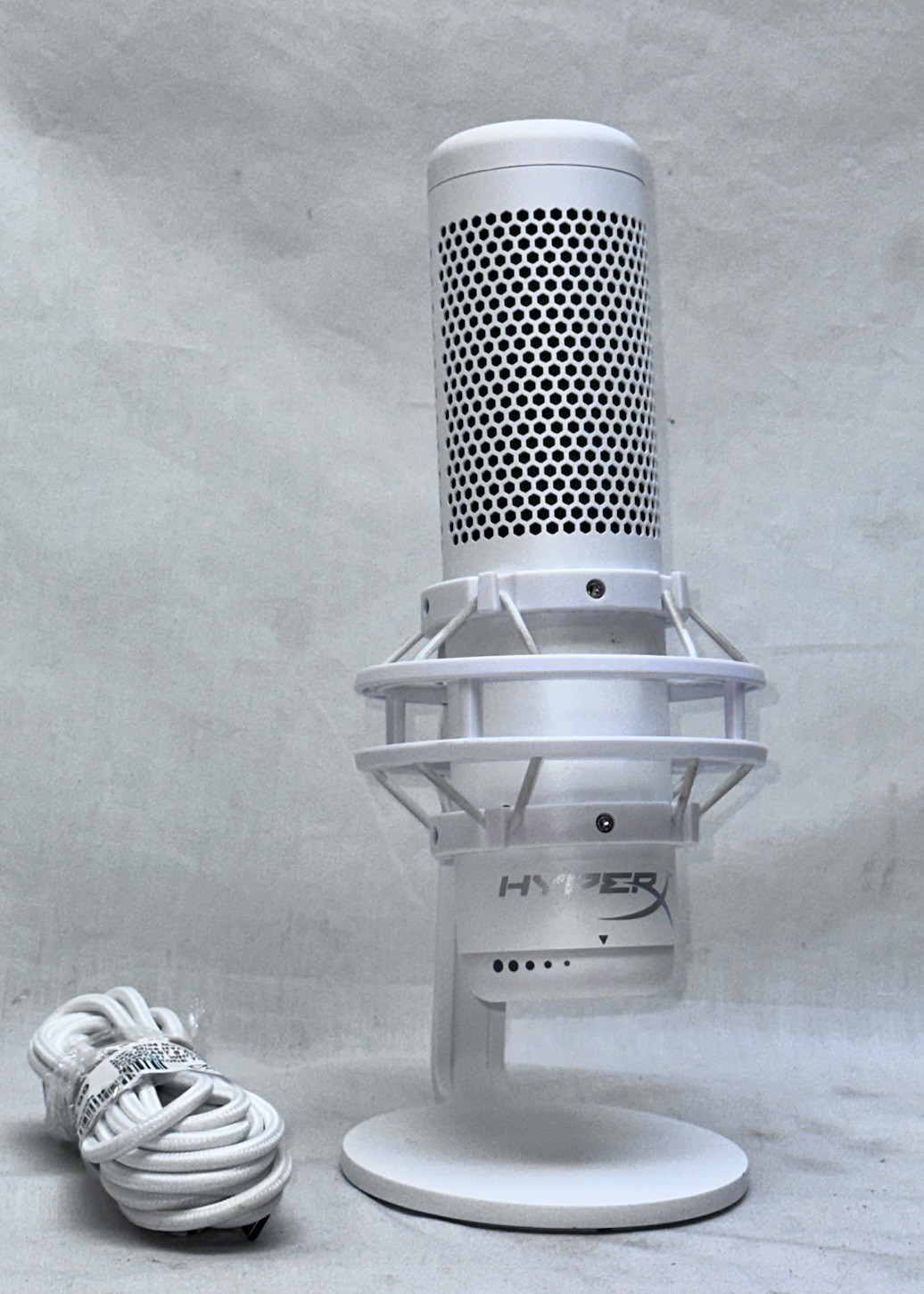 HyperX QuadCast S White USB Condenser Desktop Microphone w/ Stand Shock Mount