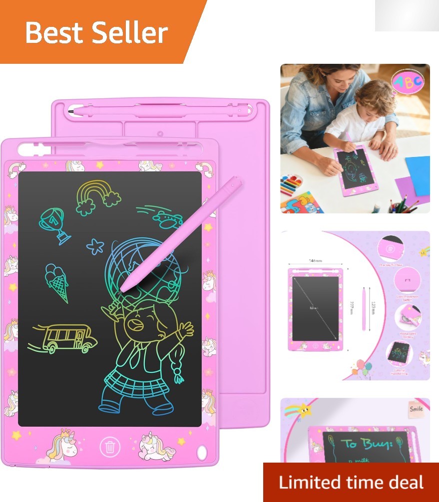 Lightweight Pink LCD Writing Tablet - 8.5'' Electronic Doodle Pad for Kids