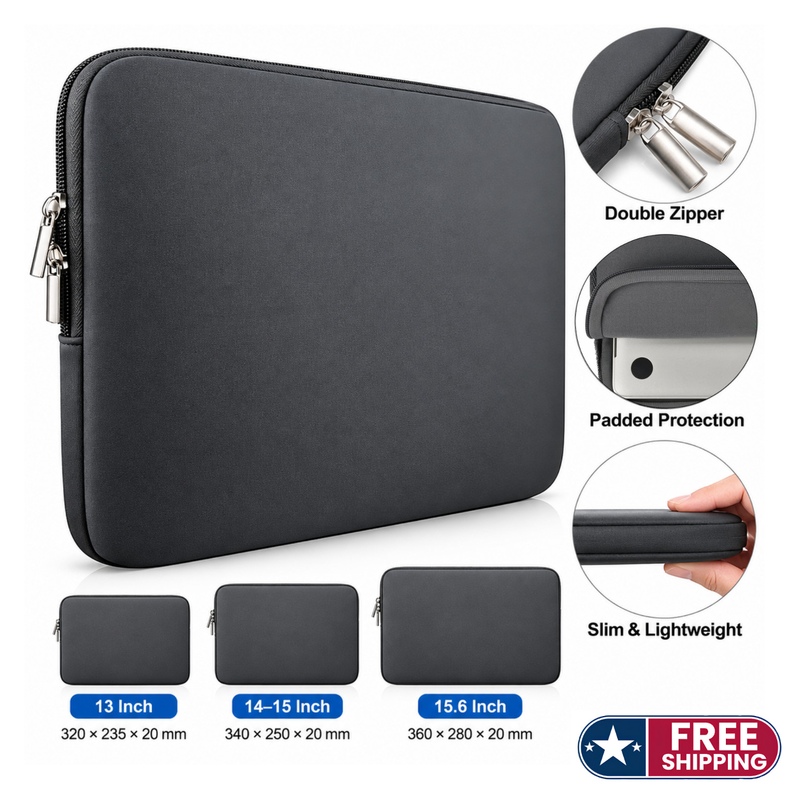 Laptop Sleeve Bag 13 14 15 15.6 Inch Protective Case For Dell HP Lenovo Notebook