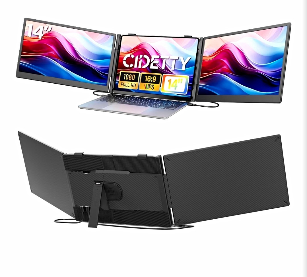 CIDETTY 14 in Triple Portable Monitor Extender IPS Ultra Thin 1080p USB-C HDMI