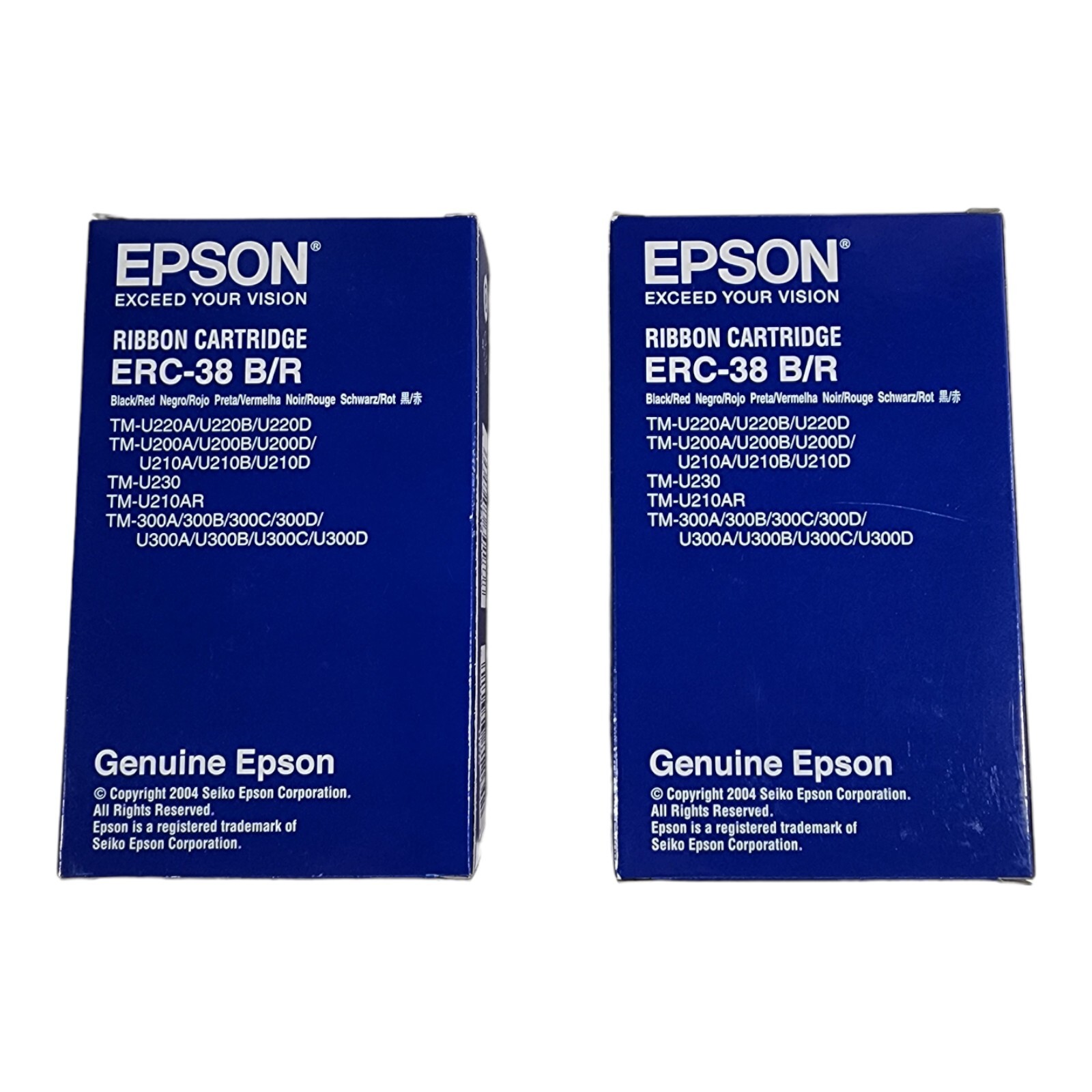 2 Packs Epson Printer Ribbon Cartridge ERC-38 B/R Black/Red