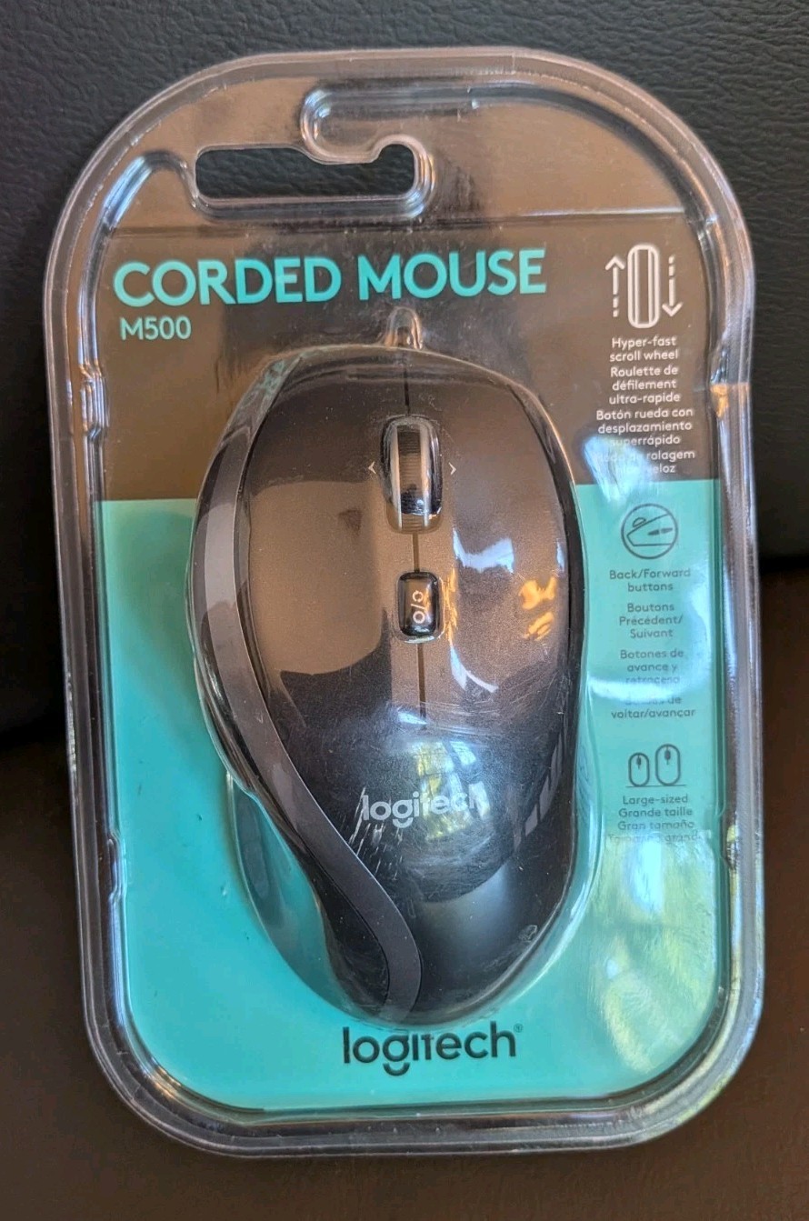 Logitech Corded Mouse M500 910-001204 Precision Laser Mouse, USB Wired  NEW