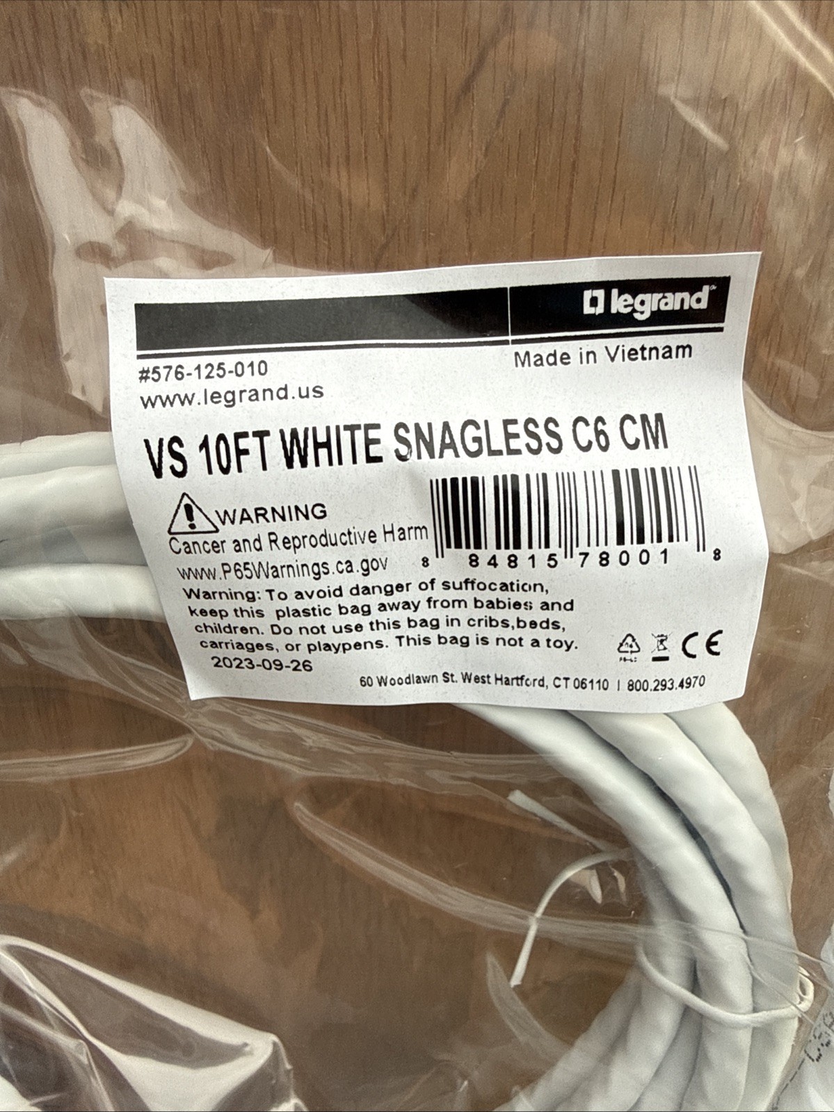 10FT WHITE Q-SERIES PATCH CORDS CAT6 BOOTED