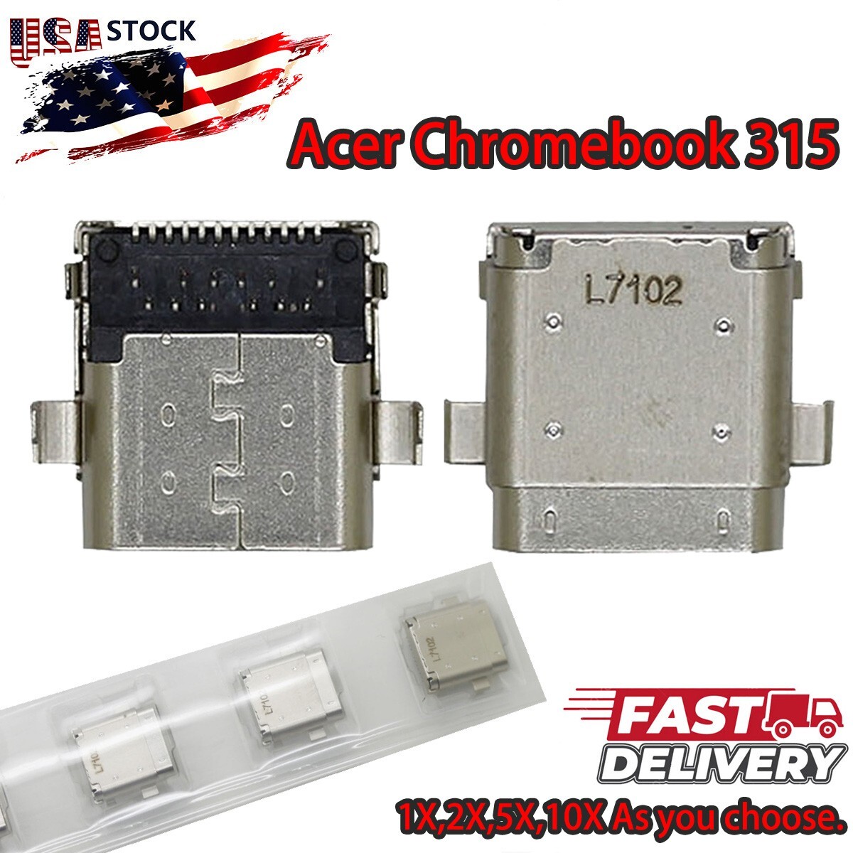 OEM USB Charging Port DC Power Jack Dock for Acer Chromebook 315 CB315-3H US
