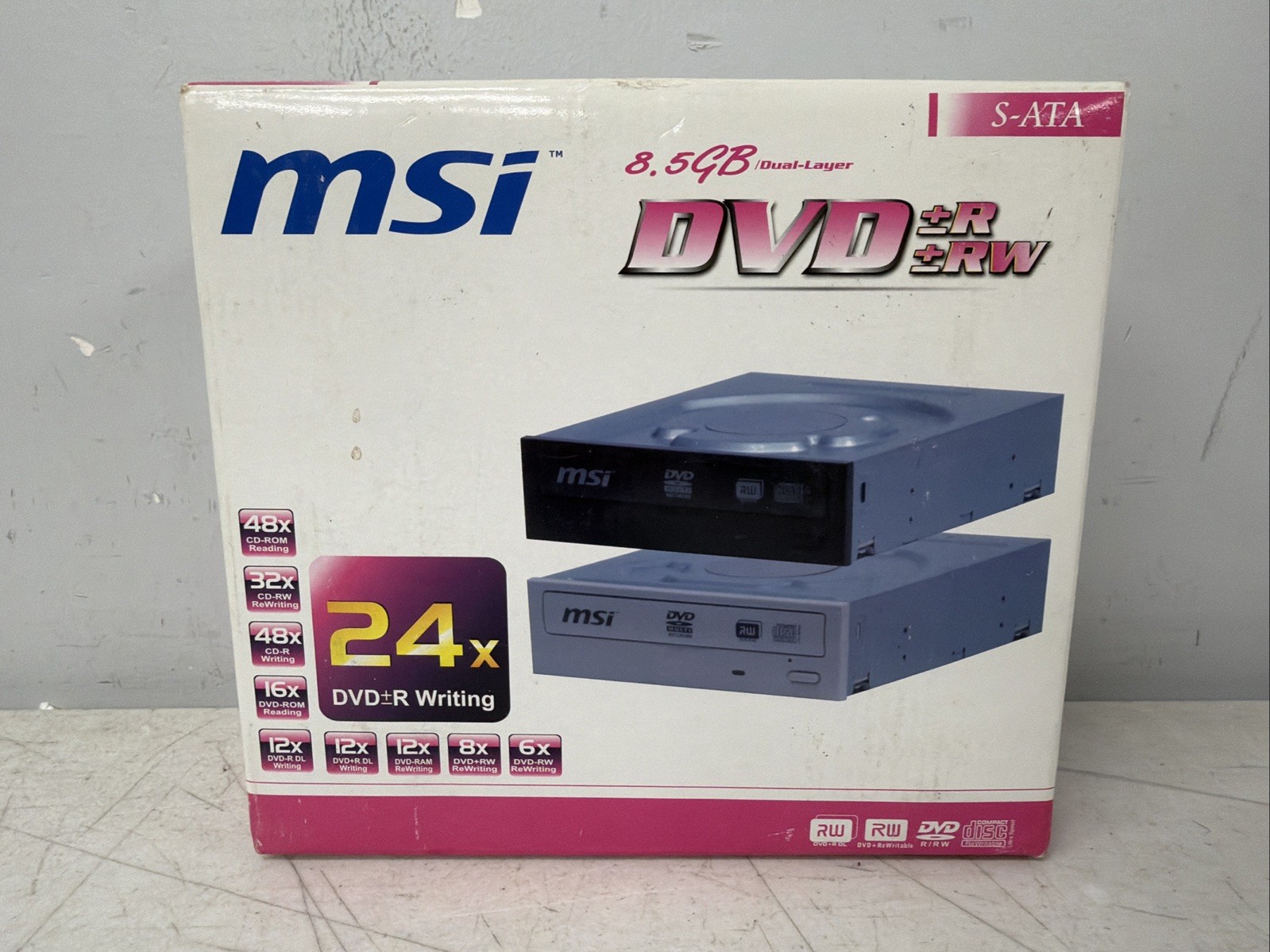 New Old Stock MSI Internal DVD Writer 24X Dual Layer (msi dvd rw dh24as)