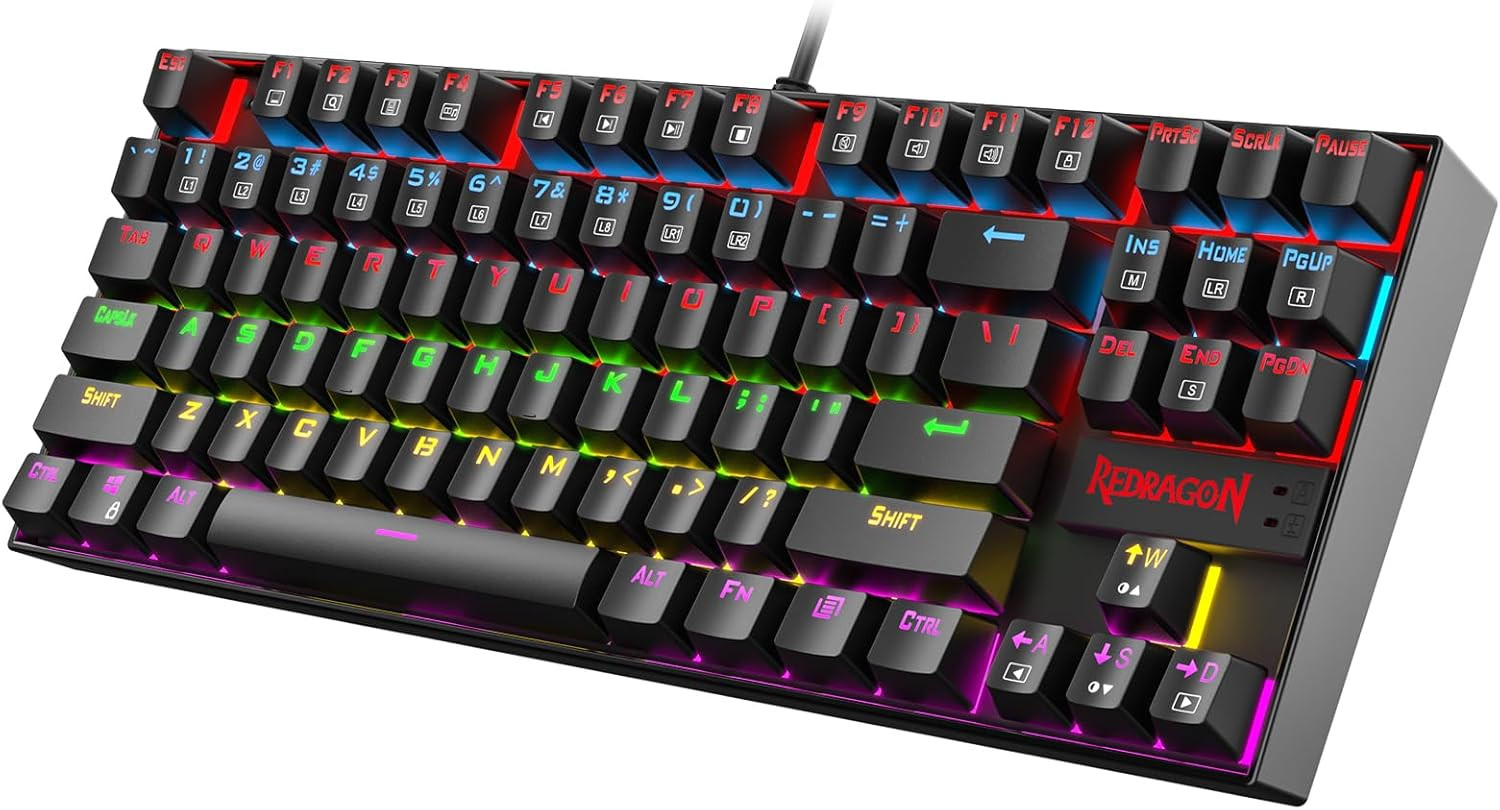 K552 Mechanical Gaming Keyboard, 87-Key Compact, LED Gaming Keyboard with Red S