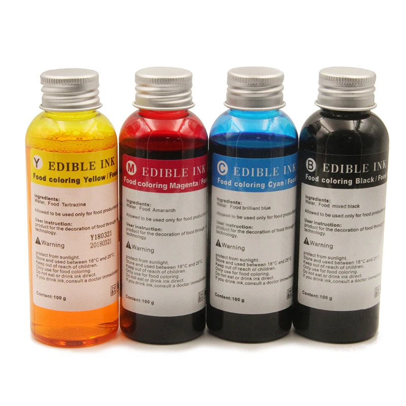  100ML/Bottle 4 Colors Refill Edible Ink for HP 803 Coffee Printer