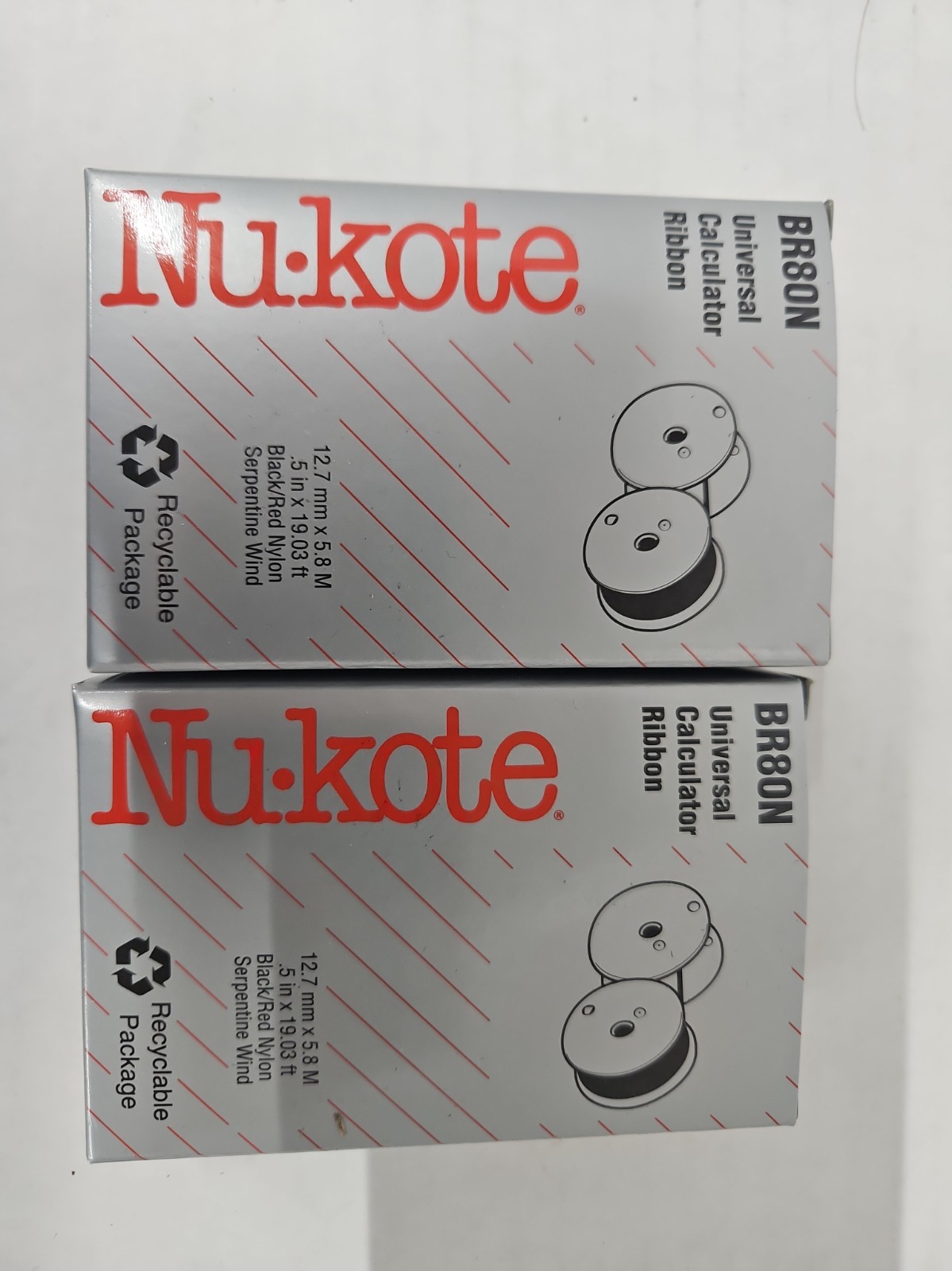 NOS NU-KOTE BR80N Universal Calculator Ribbon Black/Red Sealed - Pack of 2