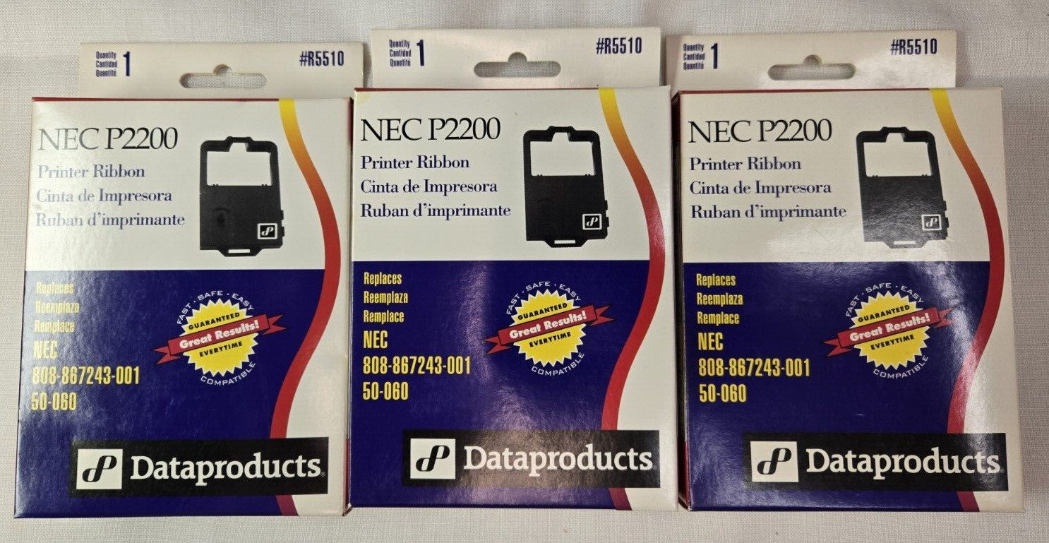 3 NOS Printer Ribbon Use In NEC P2+ P2200 P2200XE Certex6000 CradenDP6 & Others