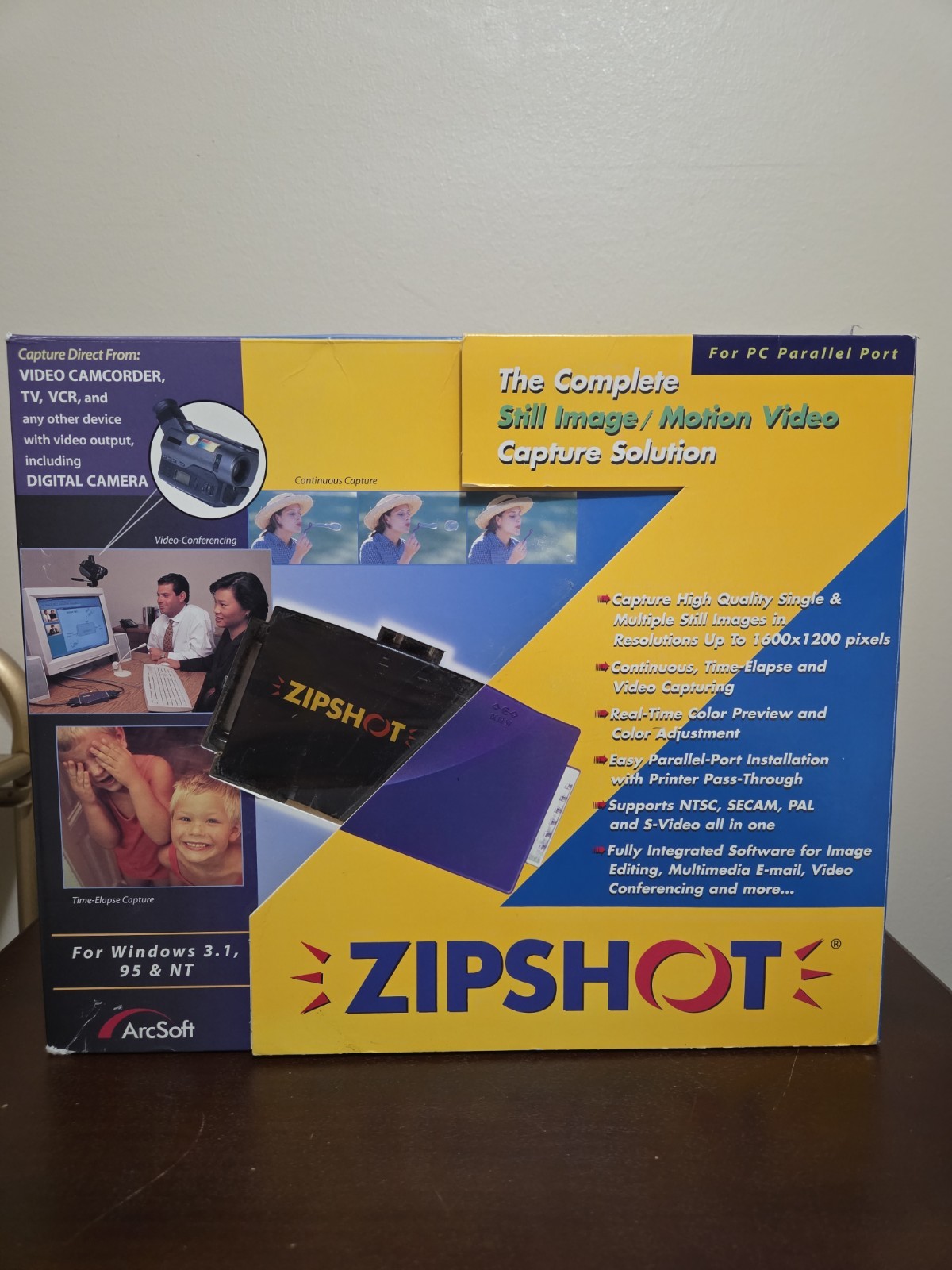 Vtg 90's Arcsoft Zipshot Open Box Digitizer Serial Parallel Port Camera Capture 