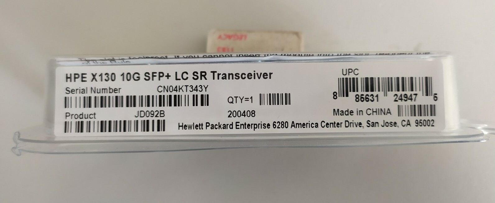 HPE X130 10G SFP+ LC SR Transceiver 10000Mbps Original HPE JD092B NEW