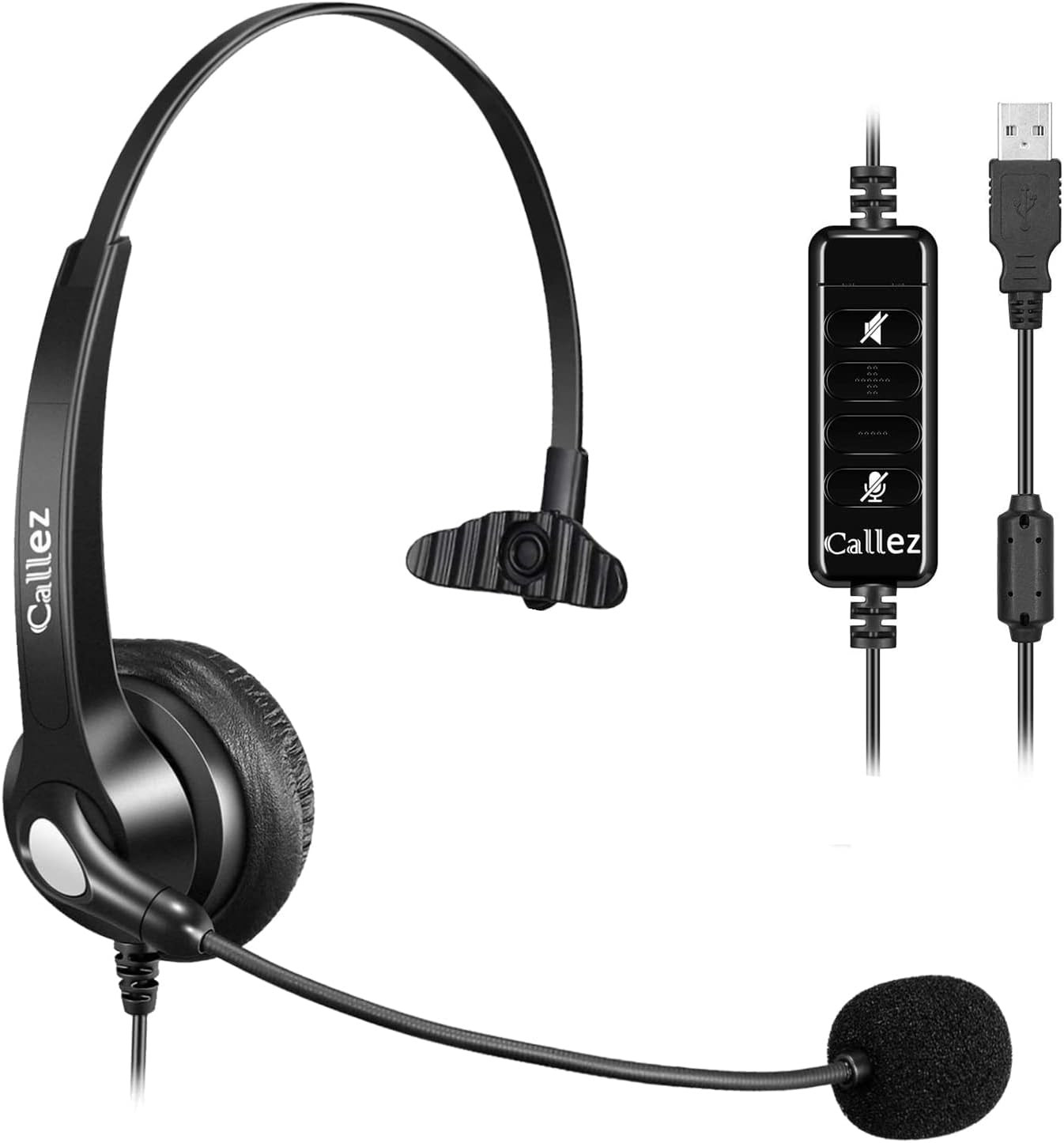 Computer Headset with Noise Cancelling Mic & Mute Controls | Mono USB