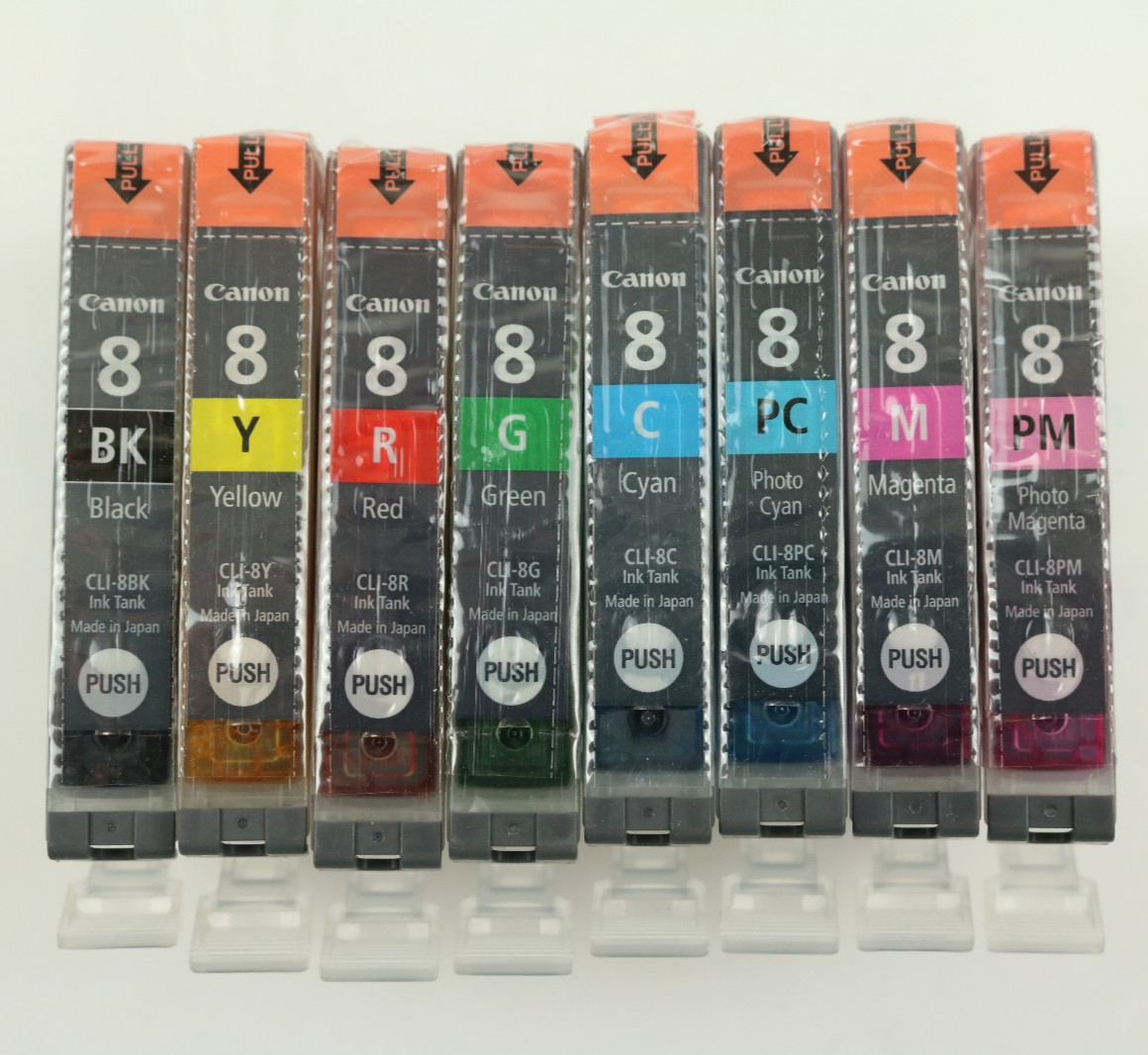 8PK GENUINE CANON PIXMA CLI-8 BK M C Y PM PC R G