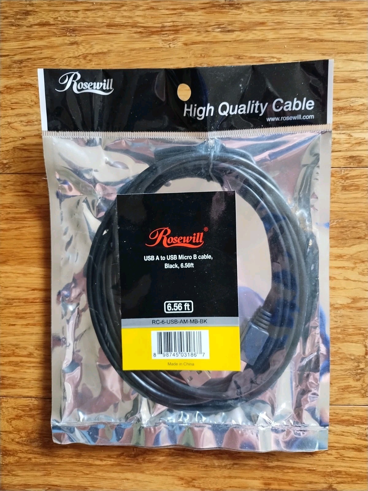Rosewill RC-6-USB-AM-MB-BK USB A USB Micro B cable Black 6.56ft NIB