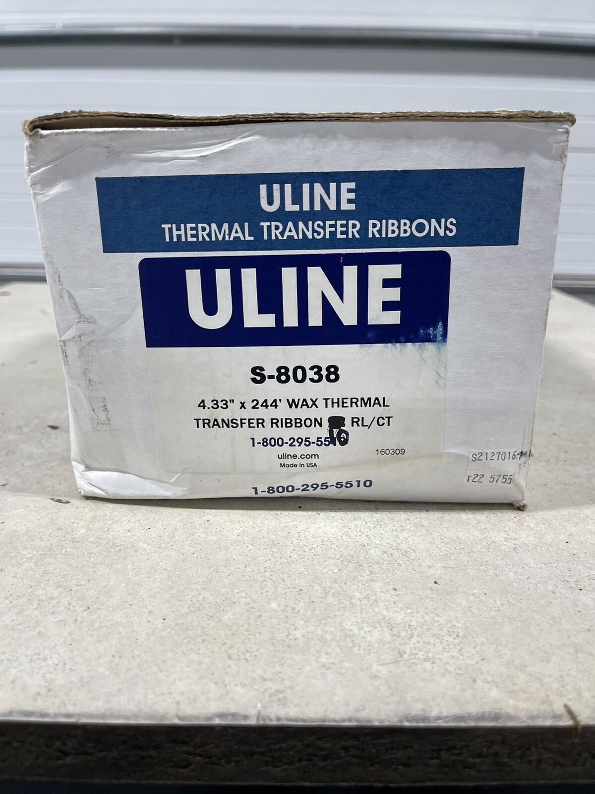 ULINE S-8038 OEM 4.33" x 244' DESKTOP PRINTER WAX THERMAL TRANSFER RIBBON *D26