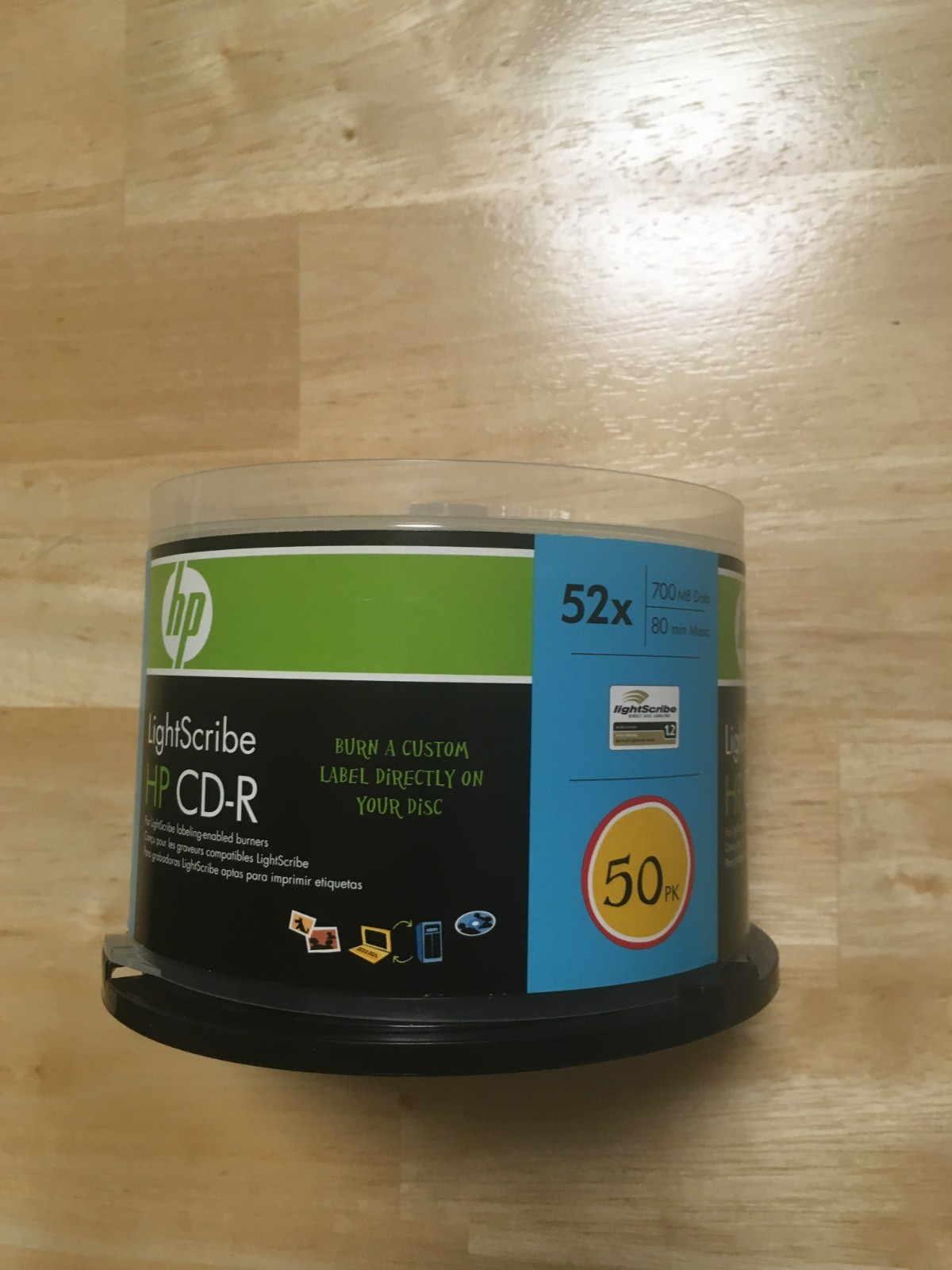 LightScribe HP CD-R 52x 700MB 50-Pack/Cake Spindle Box/Blank New Open Box