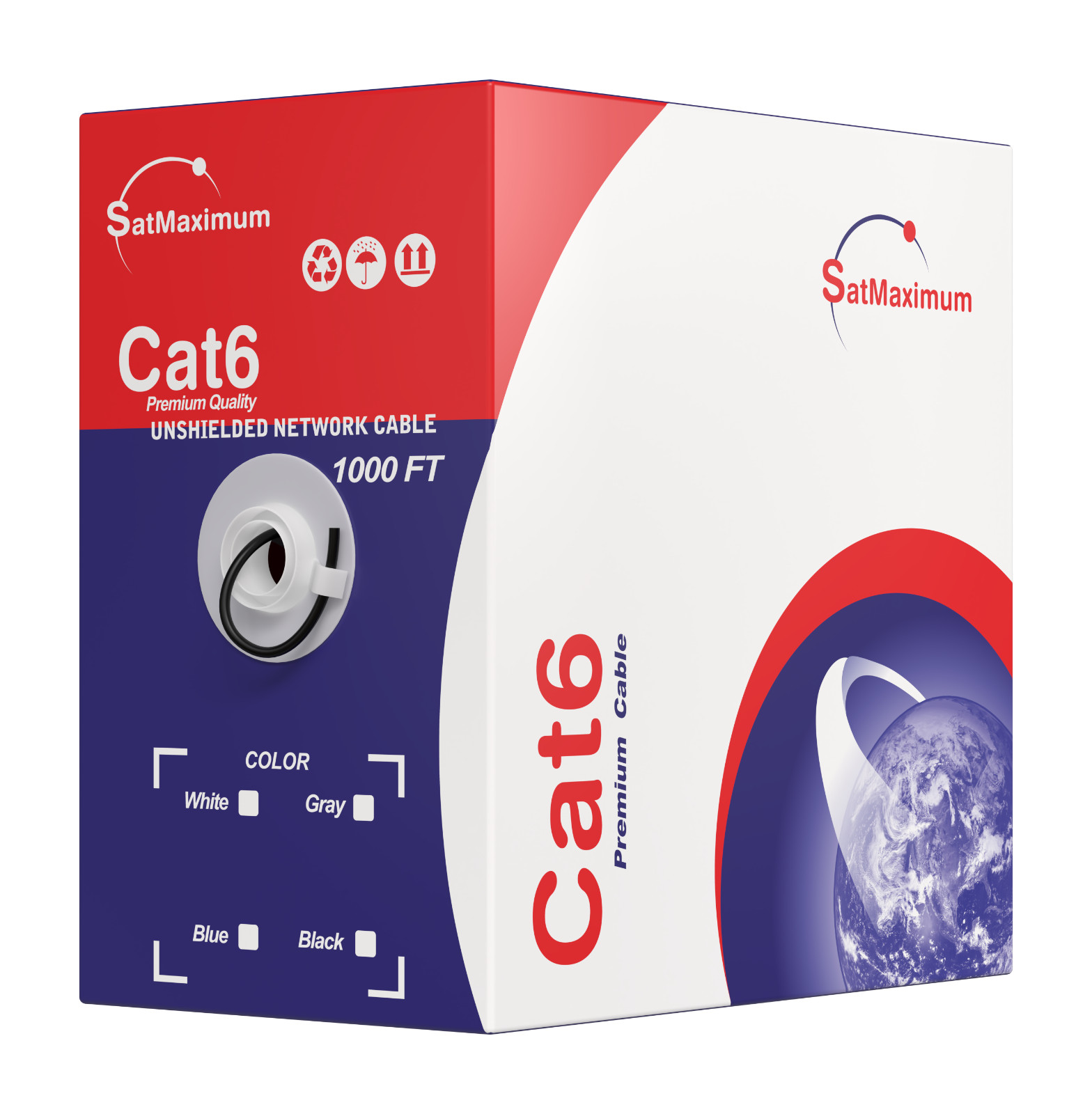 Satmaximum Cat6 1000ft Black  Ethernet Cable Pull Box