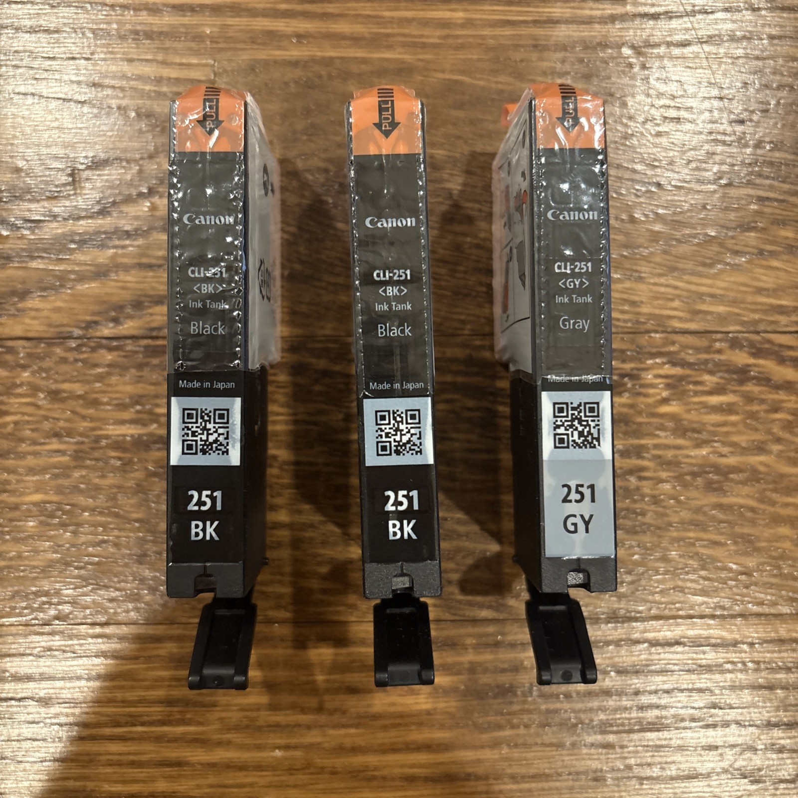 Canon Printer Ink Cartridges BLACK (2)  and GRAY (1) 251 ONLY 3 Total NEW