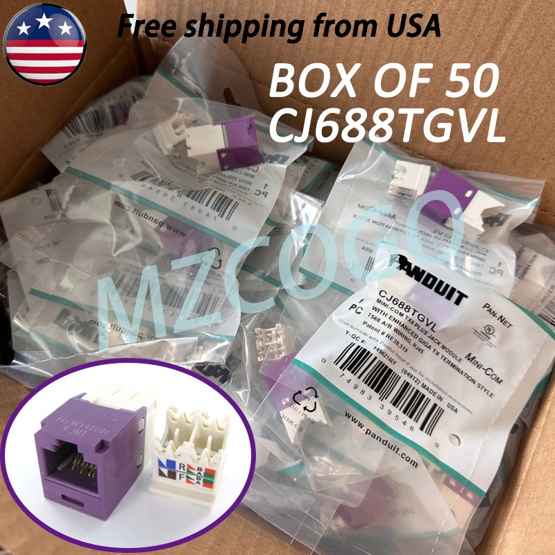 Qty50 For Panduit CJ688TGVL Cat6 Mini-Com Jack Module, Violet ~STSI