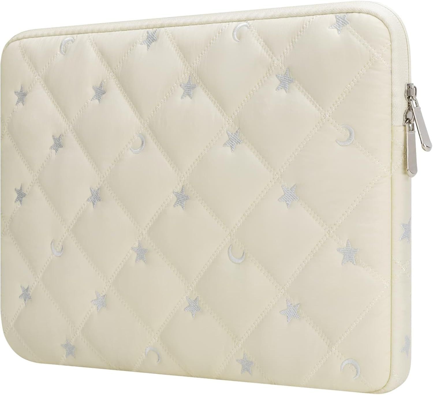 Beige Padded Laptop Sleeve for 13-14 Inch MacBook Air/Pro, Soft Lining Case Bag