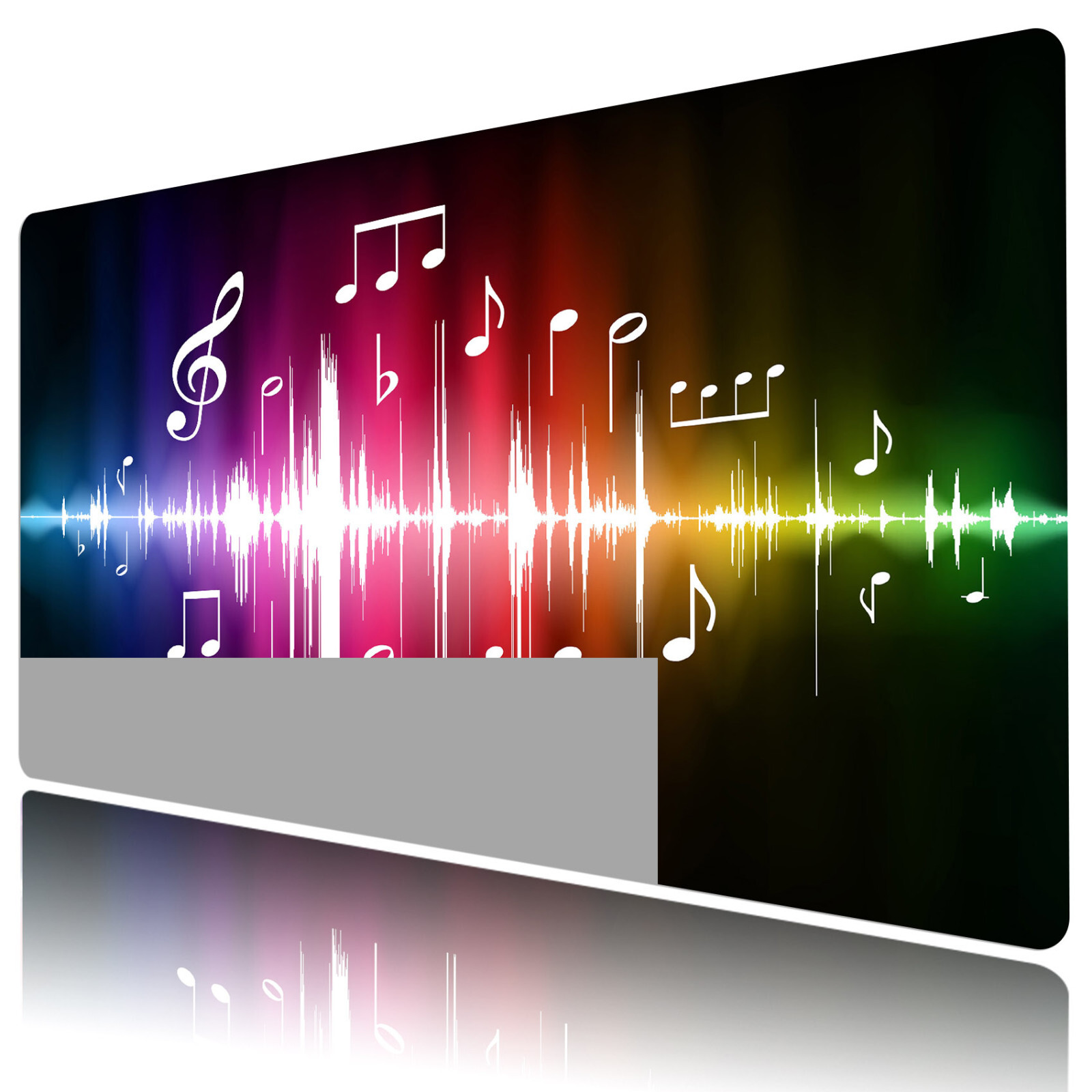 Colorful Musical Notes Black Desk Mat for Keyboard Mouse Desk Pad 31.5x15.7 inch