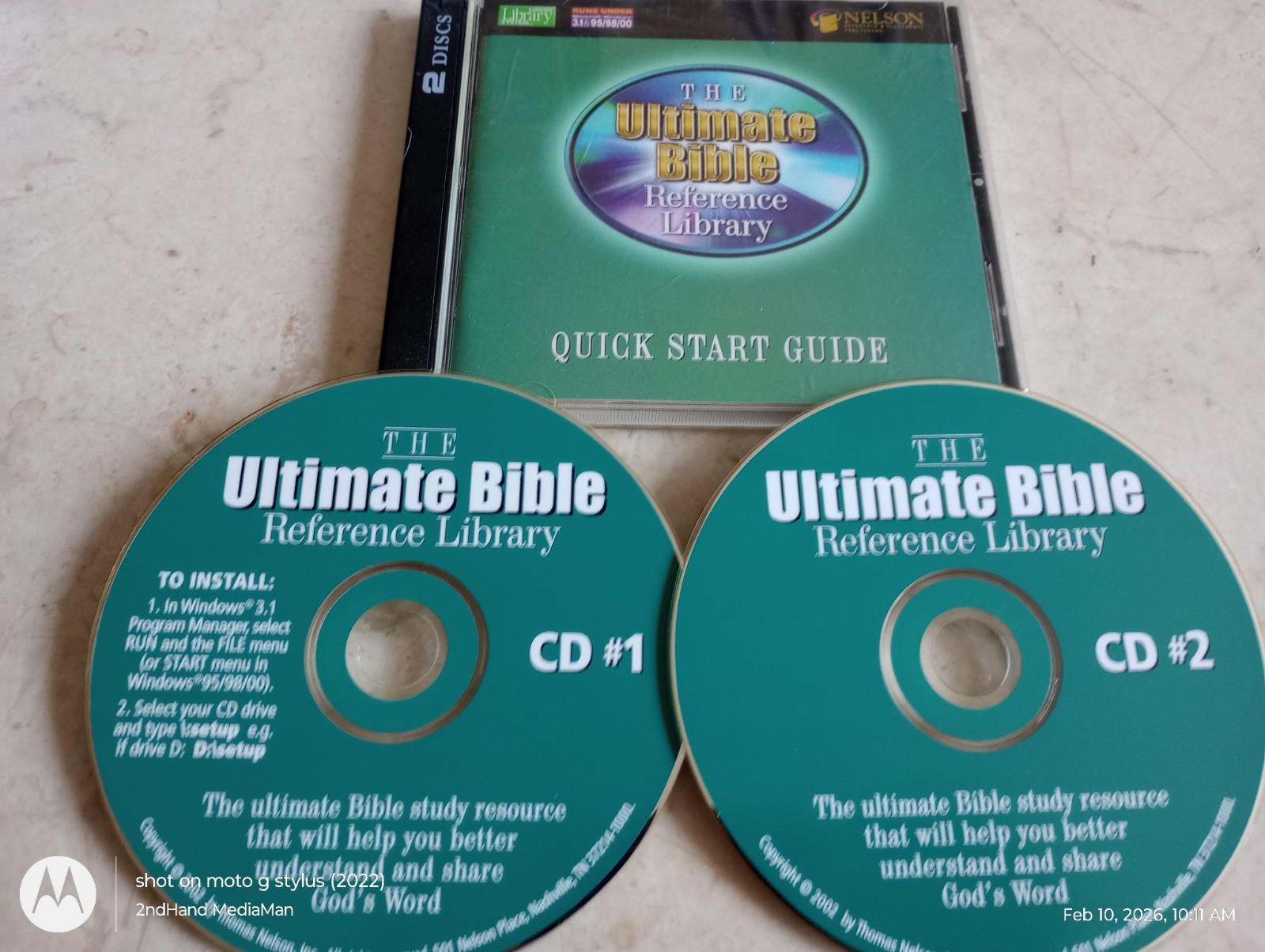 THE ULTIMATE BIBLE REFERENCE LIBRARY QUICK START GUIDE 2 DISC CD PC SOFTWARE