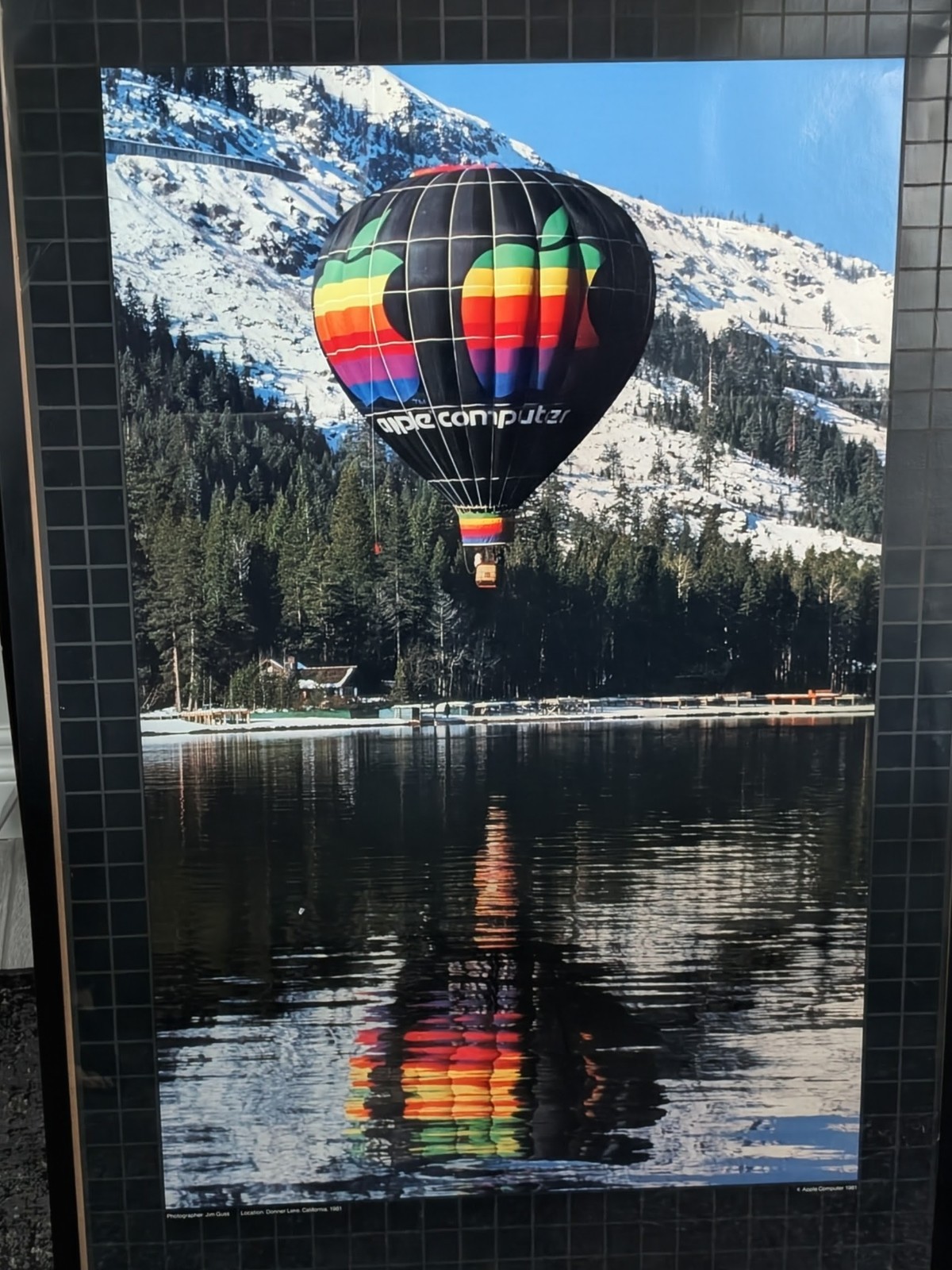 Vintage Apple Computer 1981 - Hot Air Balloon Poster /Jim Guss Framed 25x37