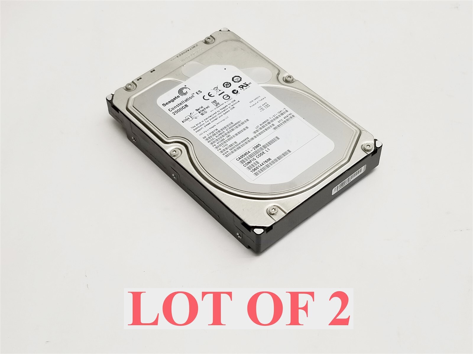 Seagate Constellation ES Hard Drive 2TB 3.5" 6Gbps SAS 7.2K ST2000NM0001 Lot 2