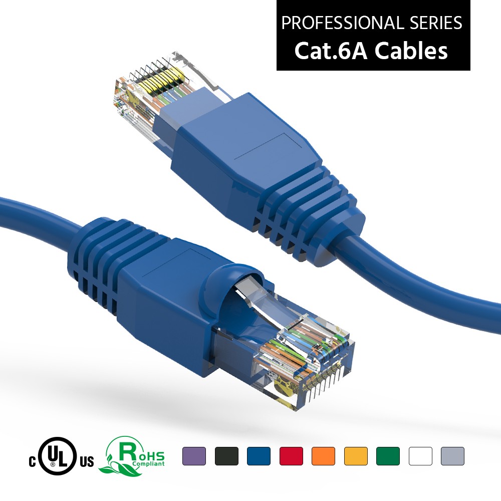 25Ft CAT6A UTP Ethernet Network Booted Cable Blue